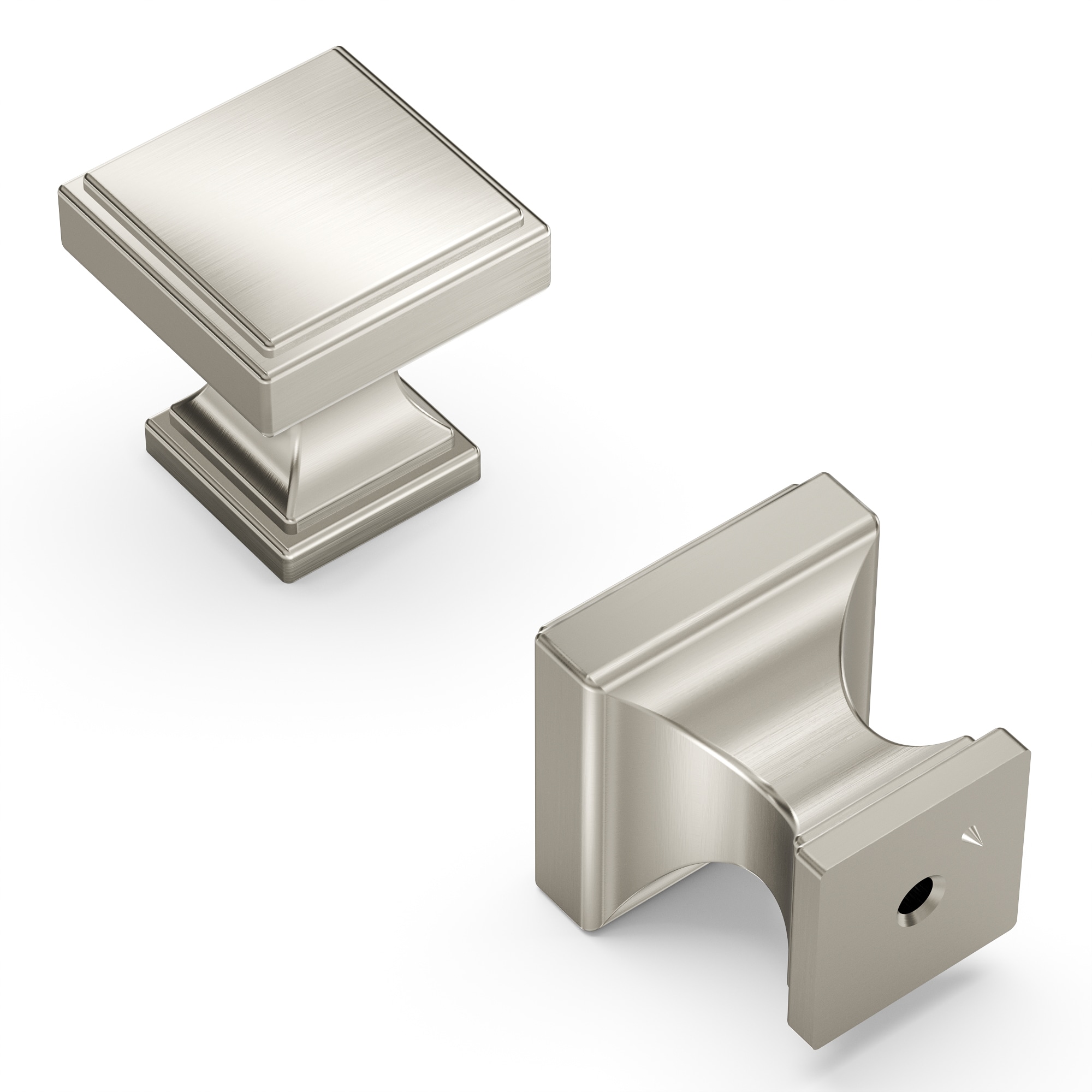 Belwith Keeler B077458-SN Brownstone Satin Nickel Square Transitional Cabinet Knob