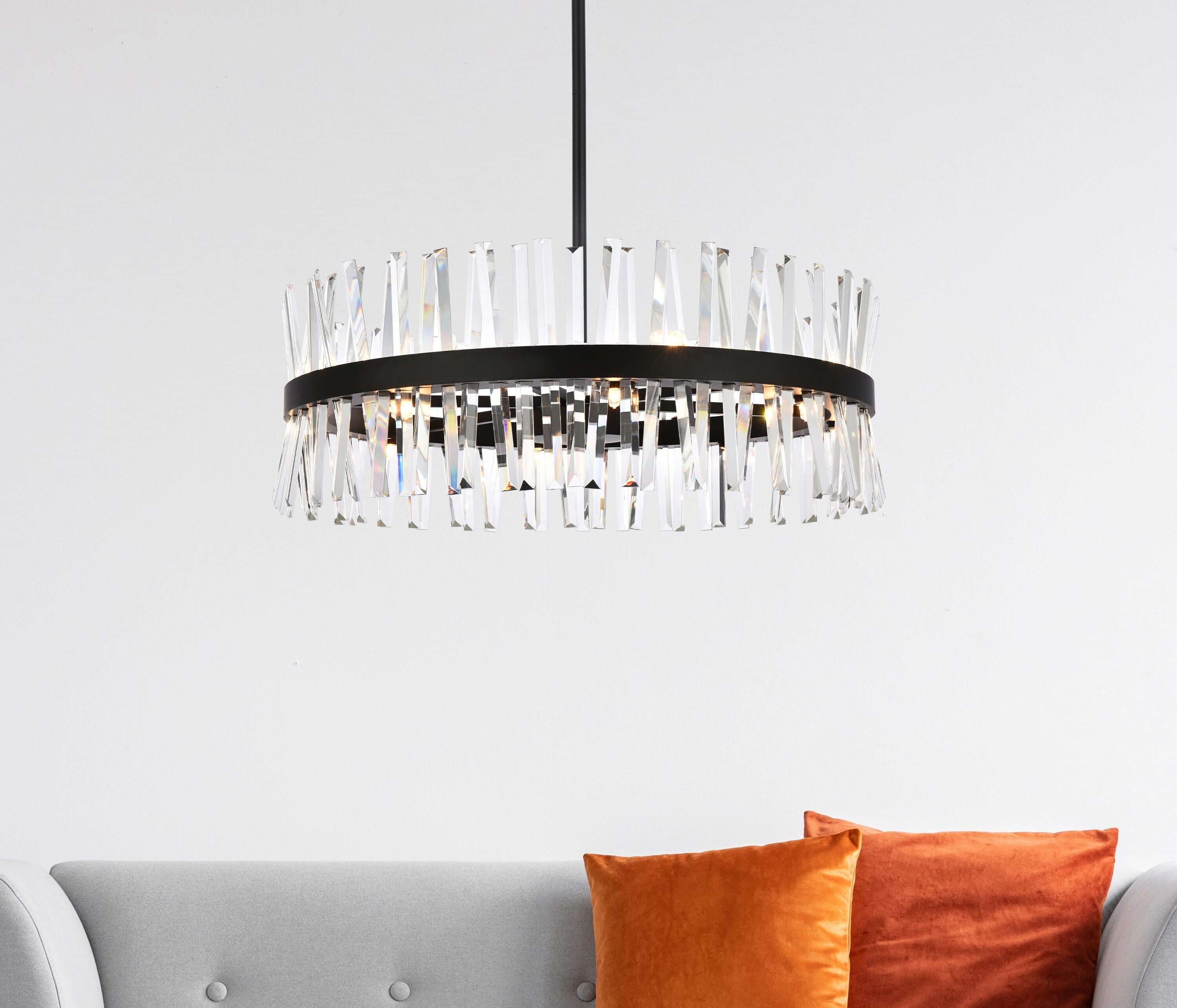 Serephina 32-Inch Black Crystal Round Chandelier
