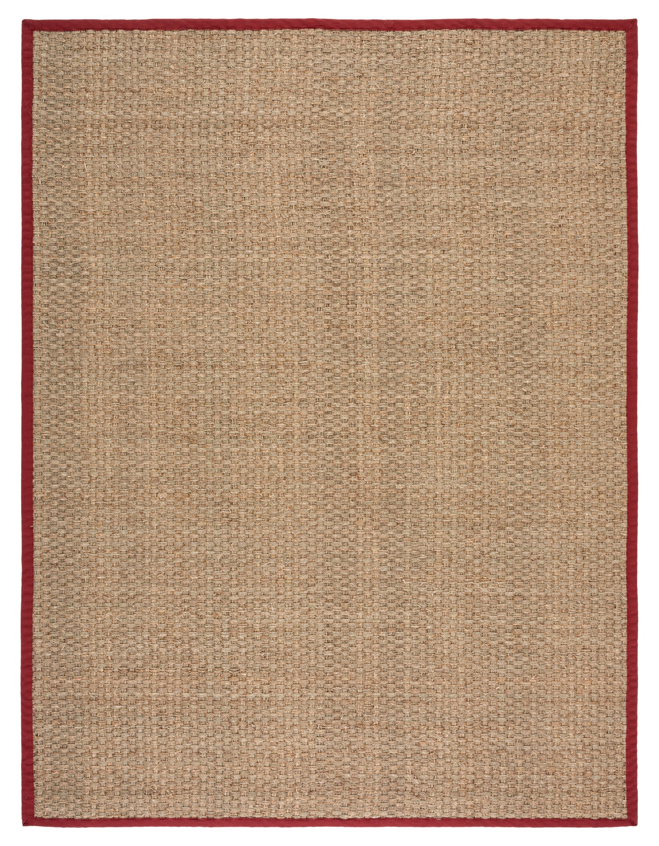 Natural and Red Flat Woven Wool Cotton Area Rug