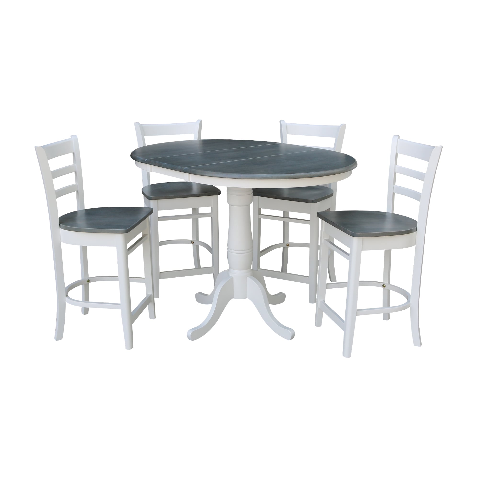 International Concepts K05-36RXT-6B-S6172-4 White/heather gray Traditional Dining Room Set with Round Table ( Seats 4 )