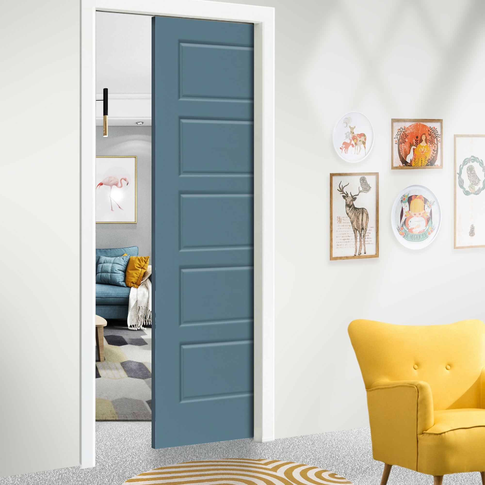 CALHOME PK-5PANEL-RS-30BP Barn-Doors - View #2