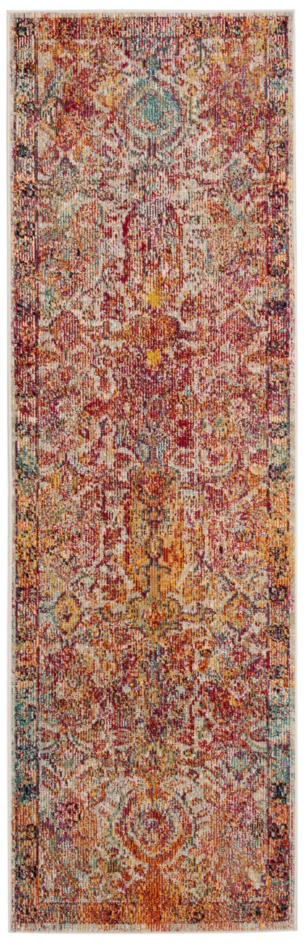 Safavieh CRS505A-25 Crystal Petra 2 x 5 (ft) Loomed Polypropylene Light Blue/Orange Rectangular Indoor Distressed/Overdyed Vintage Runner rug