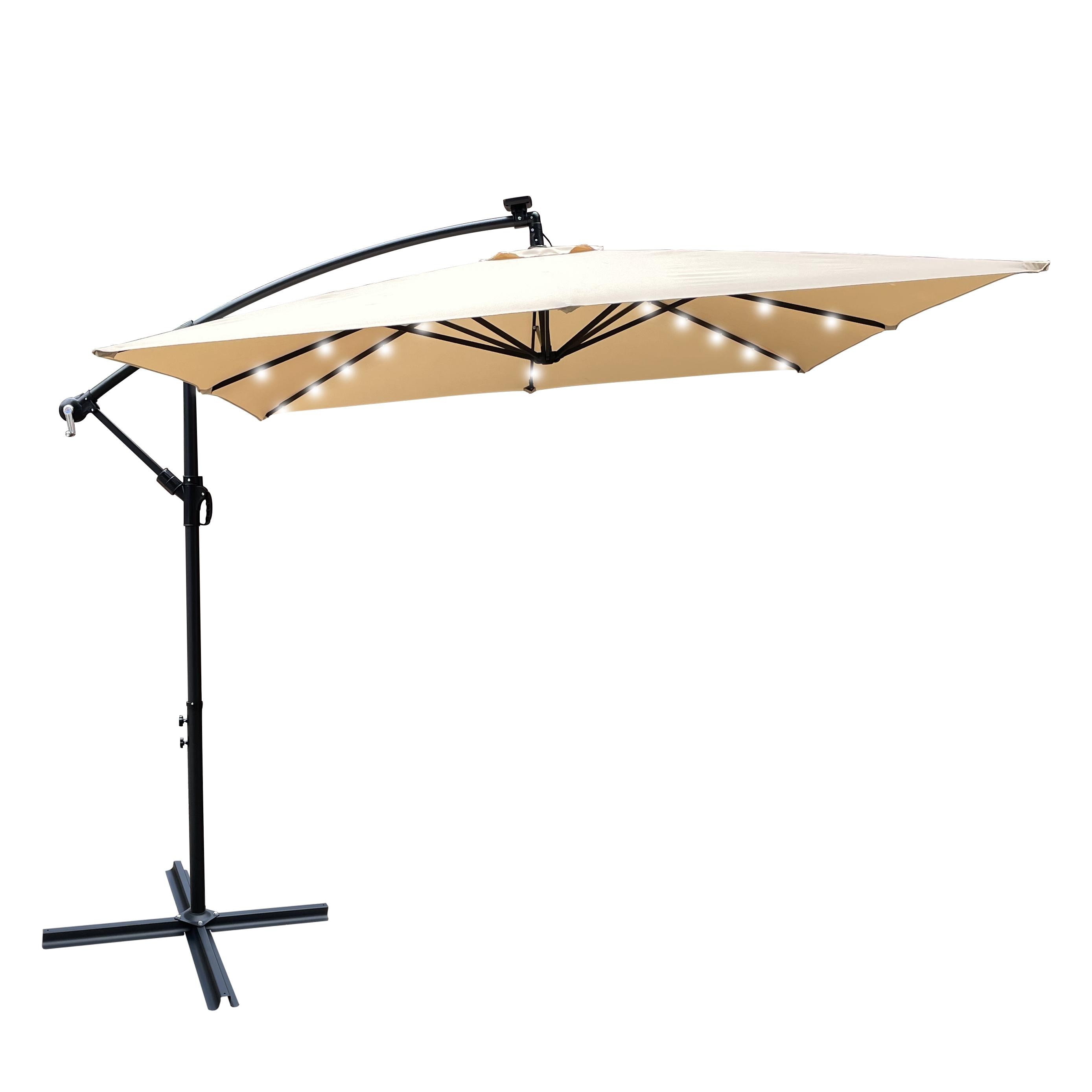 Bayfeve BF-7036-UM 8.2-ft Steel Cantilever Patio Umbrella with Lights and