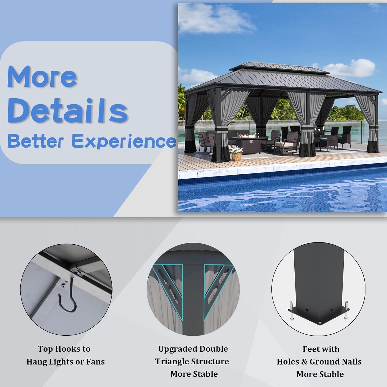 ALAULM LS-1220GAZBEO-GREY Wood-Resin-Gazebos - View #5