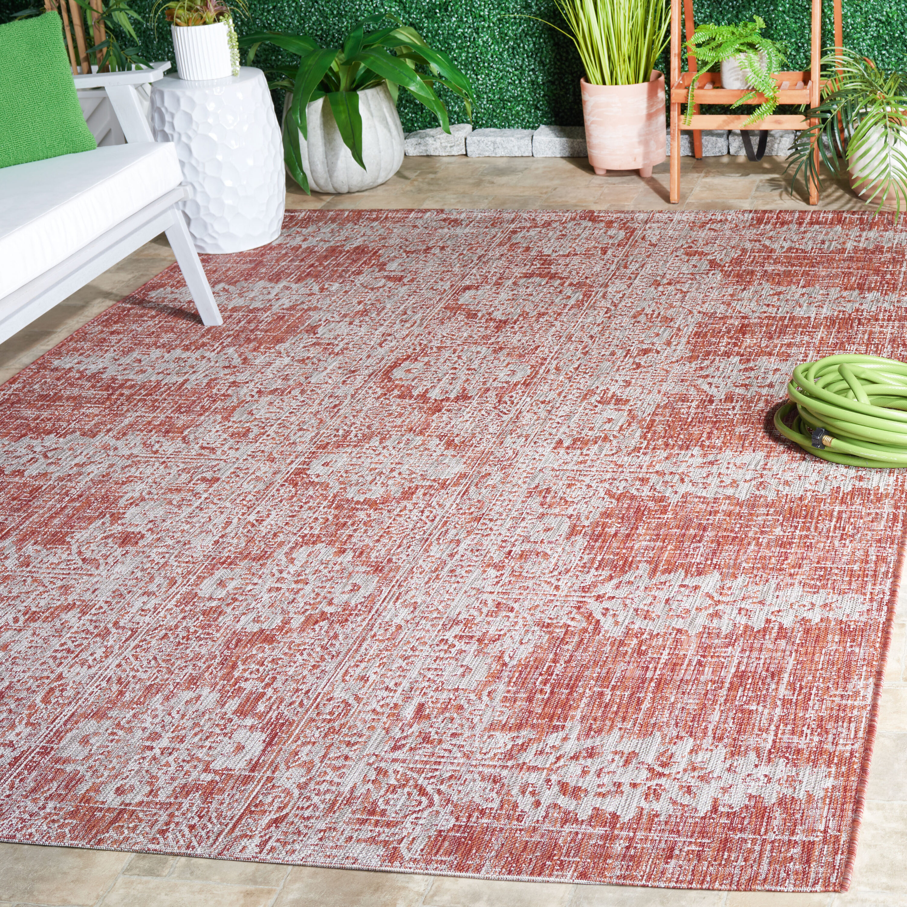 Courtyard 8796-36521 Rust Grey 7 x 10 Rectangular Area rug