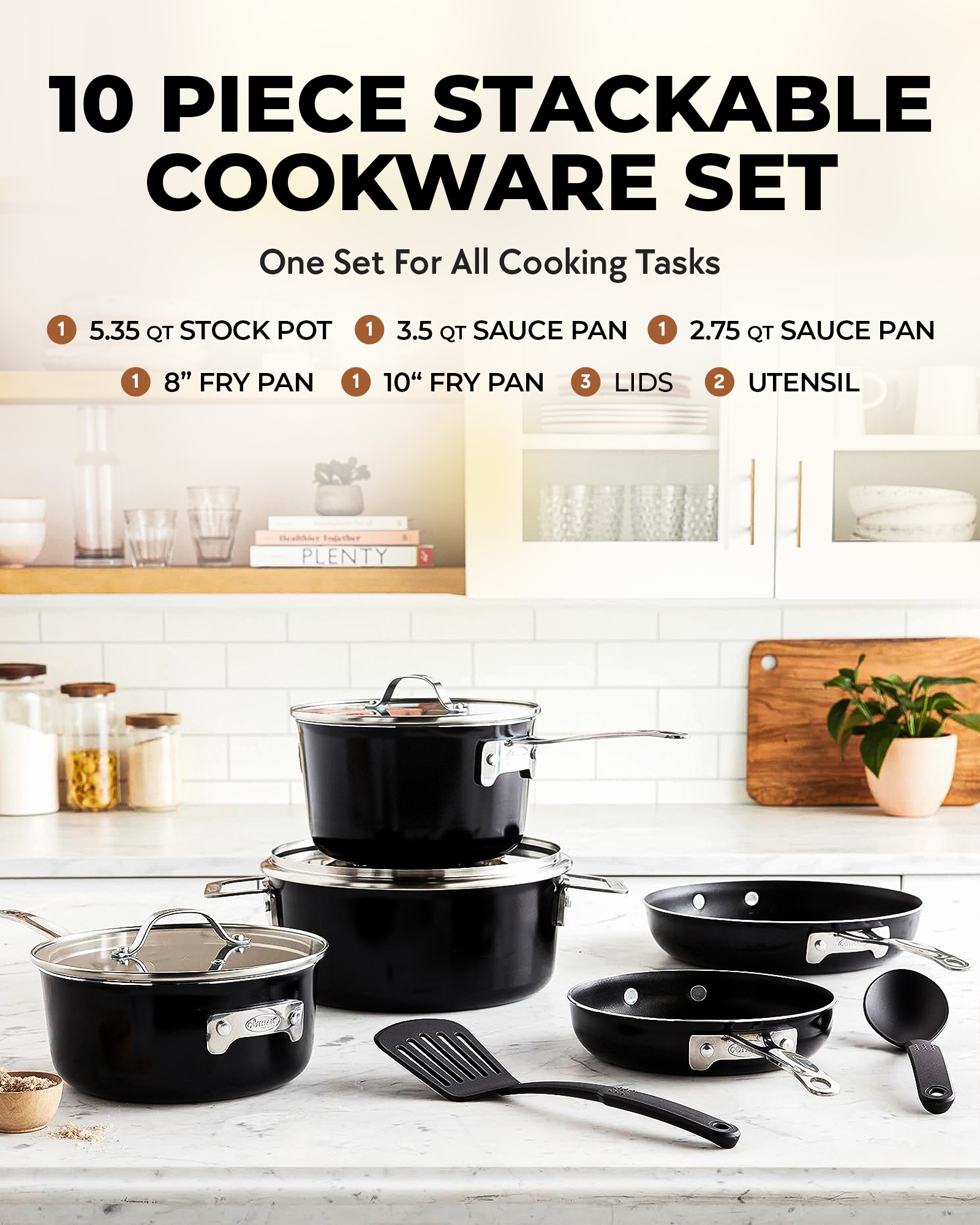 Ninja 10-Piece 9.25-in Aluminum Cookware Set with Lid in the Cooking Pans &  Skillets department at