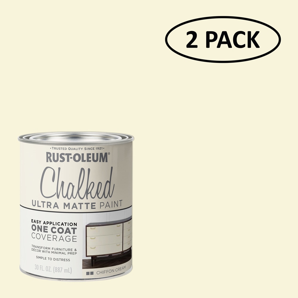Rust-Oleum 329598SOS Specialty Water-based Pre-tinted Low Odor Chiffon Cream Chalky Paint (1-quart) 2-Pack