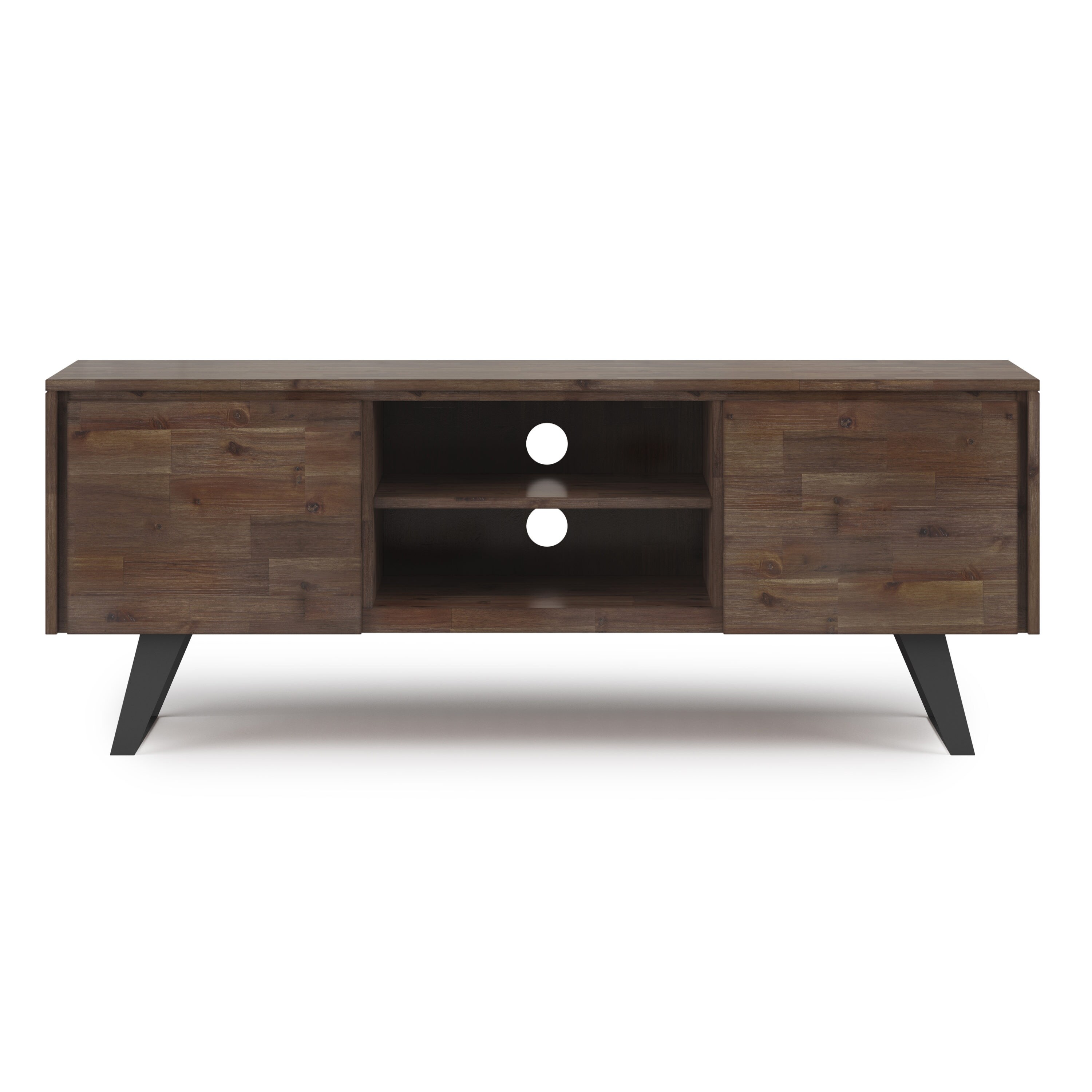 Lowry 63" Rustic Brown Acacia TV Stand with Metal Legs