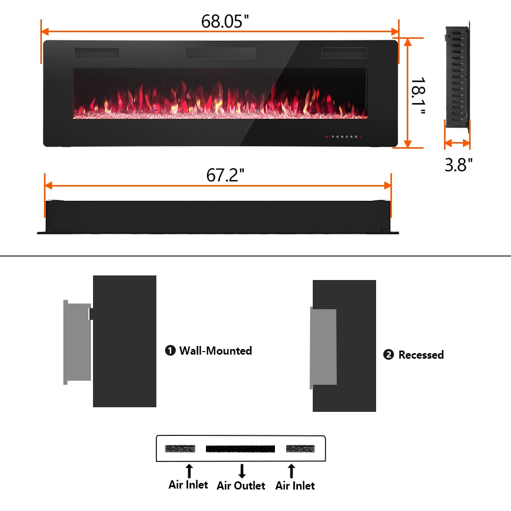COWSAR LSFPC3-68 Electric-Fireplaces - View #8