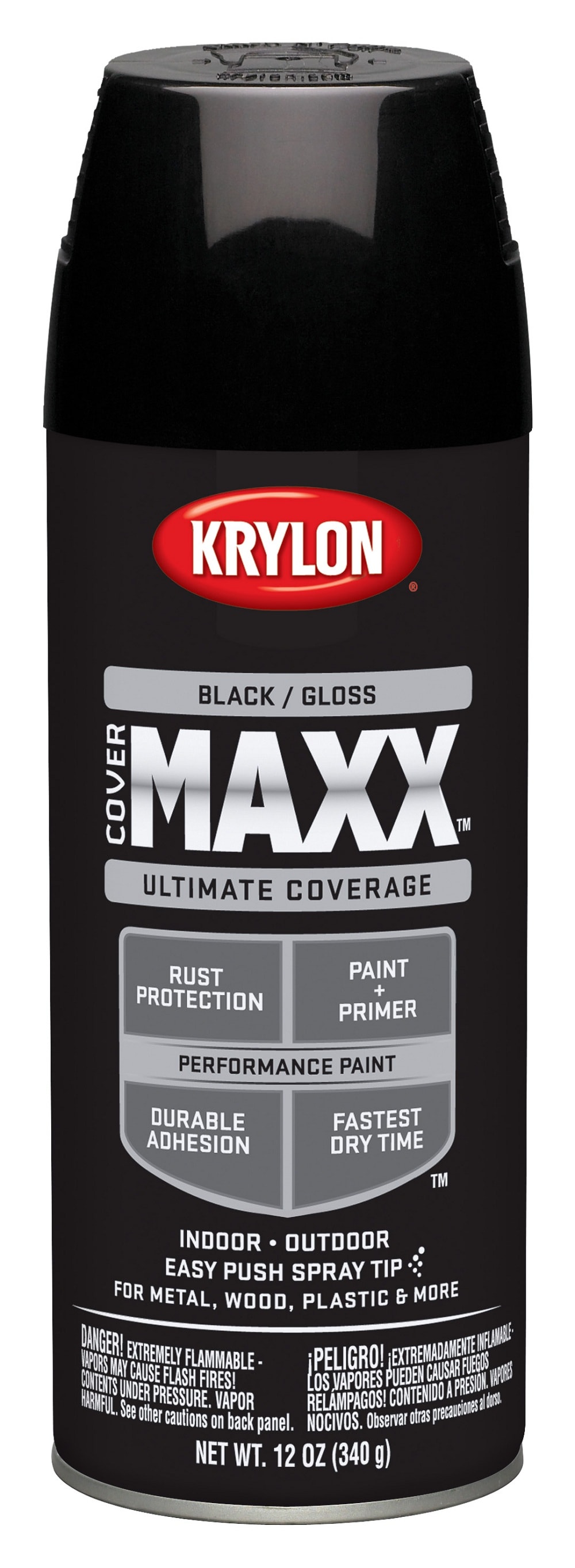 Krylon Gloss Black Spray Paint and Primer In One (NET WT. 12-oz) at ...