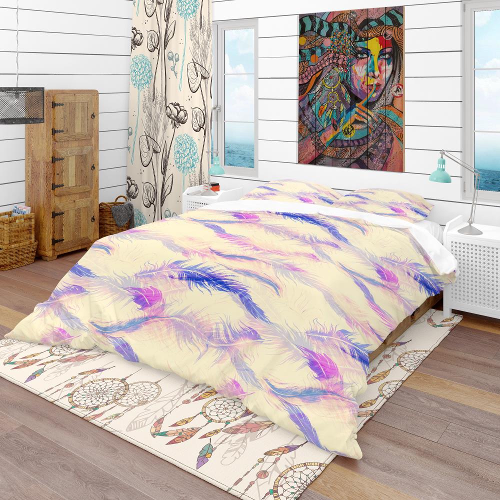 Designart BED18710-K 3 -Piece Yellow and Gold King Duvet cover Set