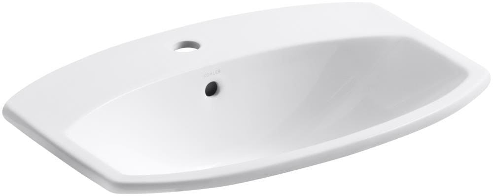 KOHLER 2351-1-0 Cimarron Vitreous china Drop-in Rectangular Transitional White Bathroom Sink ( 22.69-in x 17.88-in )