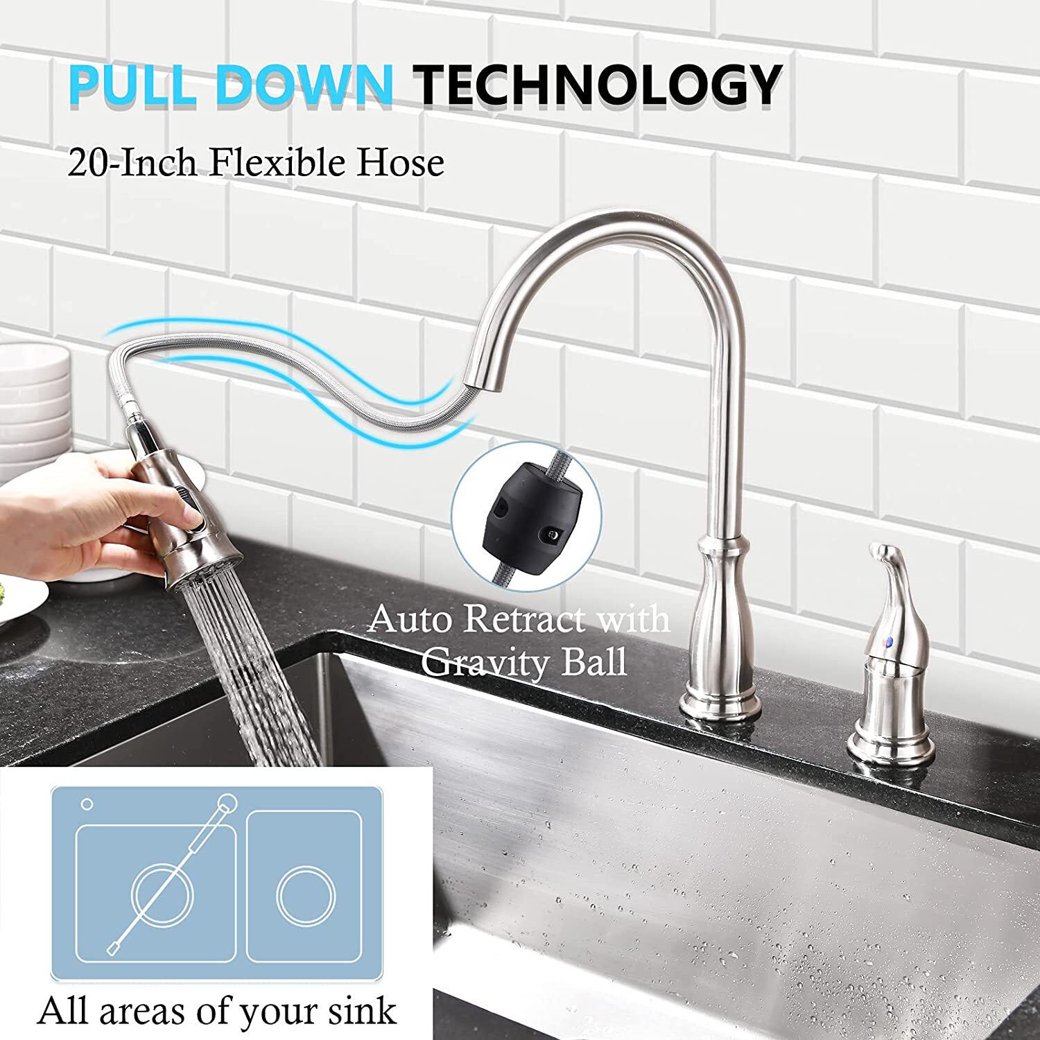 APPASO 3.5 inches Kitchen Sink Drain Strainer Brushed Nickel