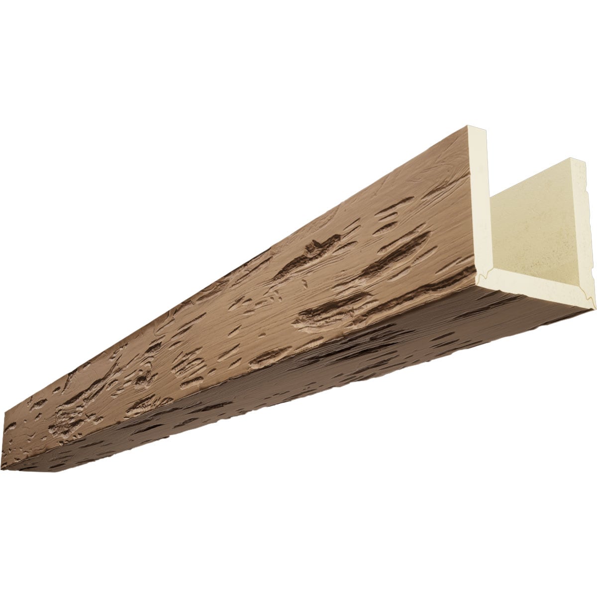 Ekena Millwork BMPC3C0040X100X168TF 1-in x 4-in x 14-ft Toffee Finished Urethane U-Shaped Decorative Beam