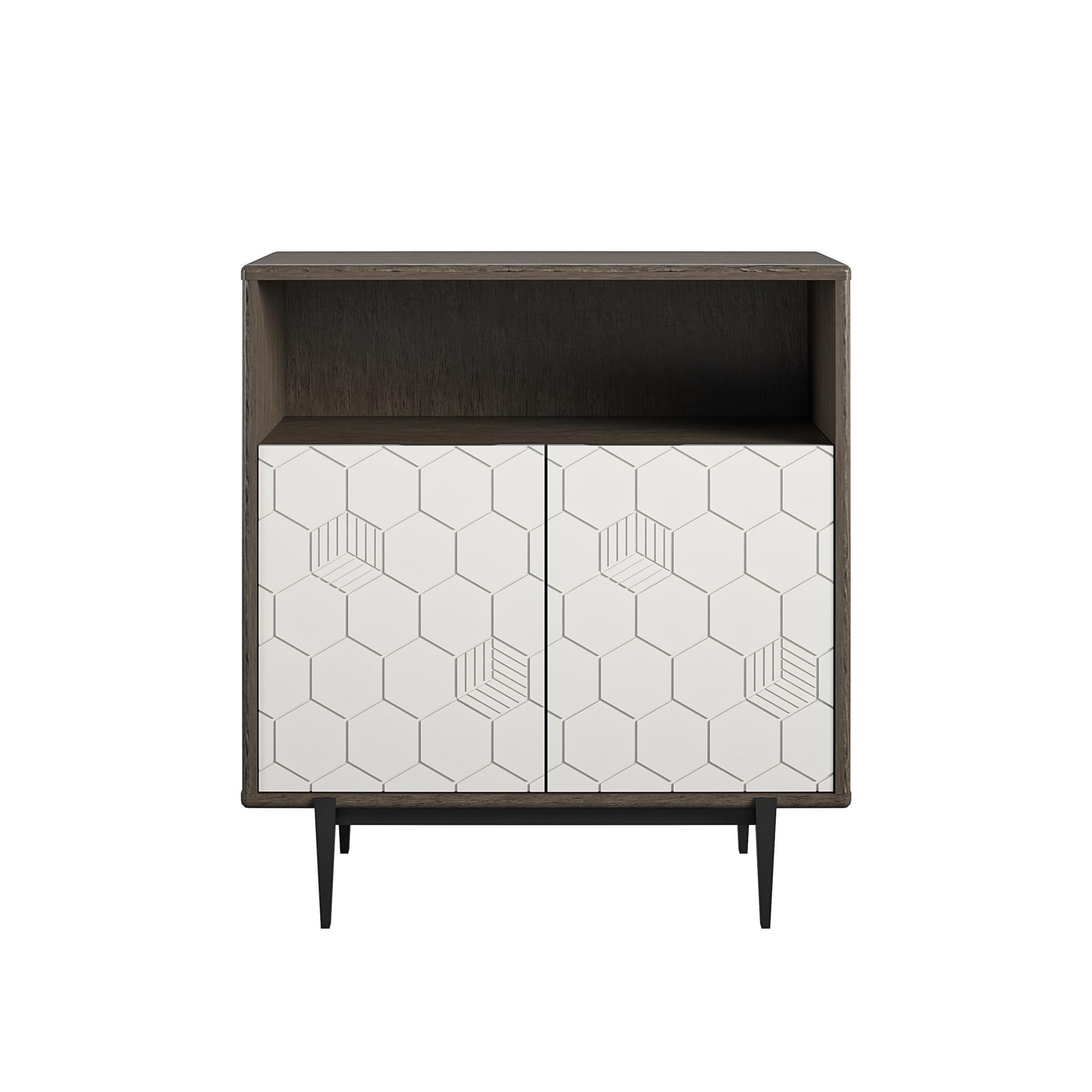 Ameriwood Home 2284822COM Olivia Contemporary/Modern Gray Metal Curio cabinet
