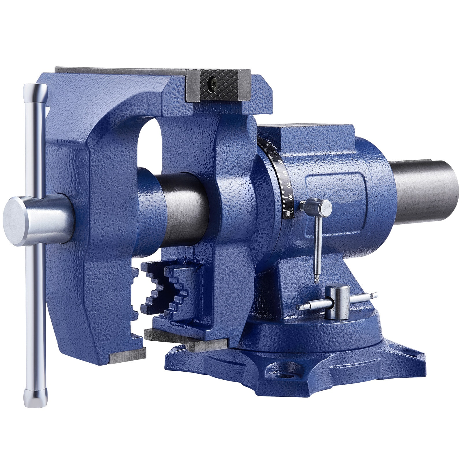 Mecale 6.5 in Heavy Duty Bench Vise 360 Degree Swivel Base and Head with Pipe Jaws and Anvil Blue #YAS-A86RPO