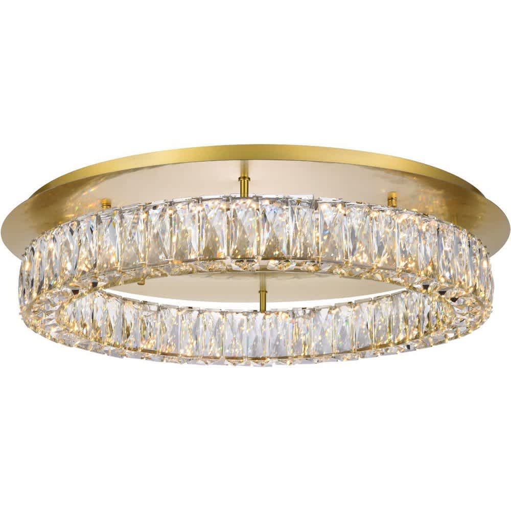 Elegant Lighting A-EL-3503F26G Monroe - Light Gold Contemporary - LED Crystal And Steel Flush Mount Light