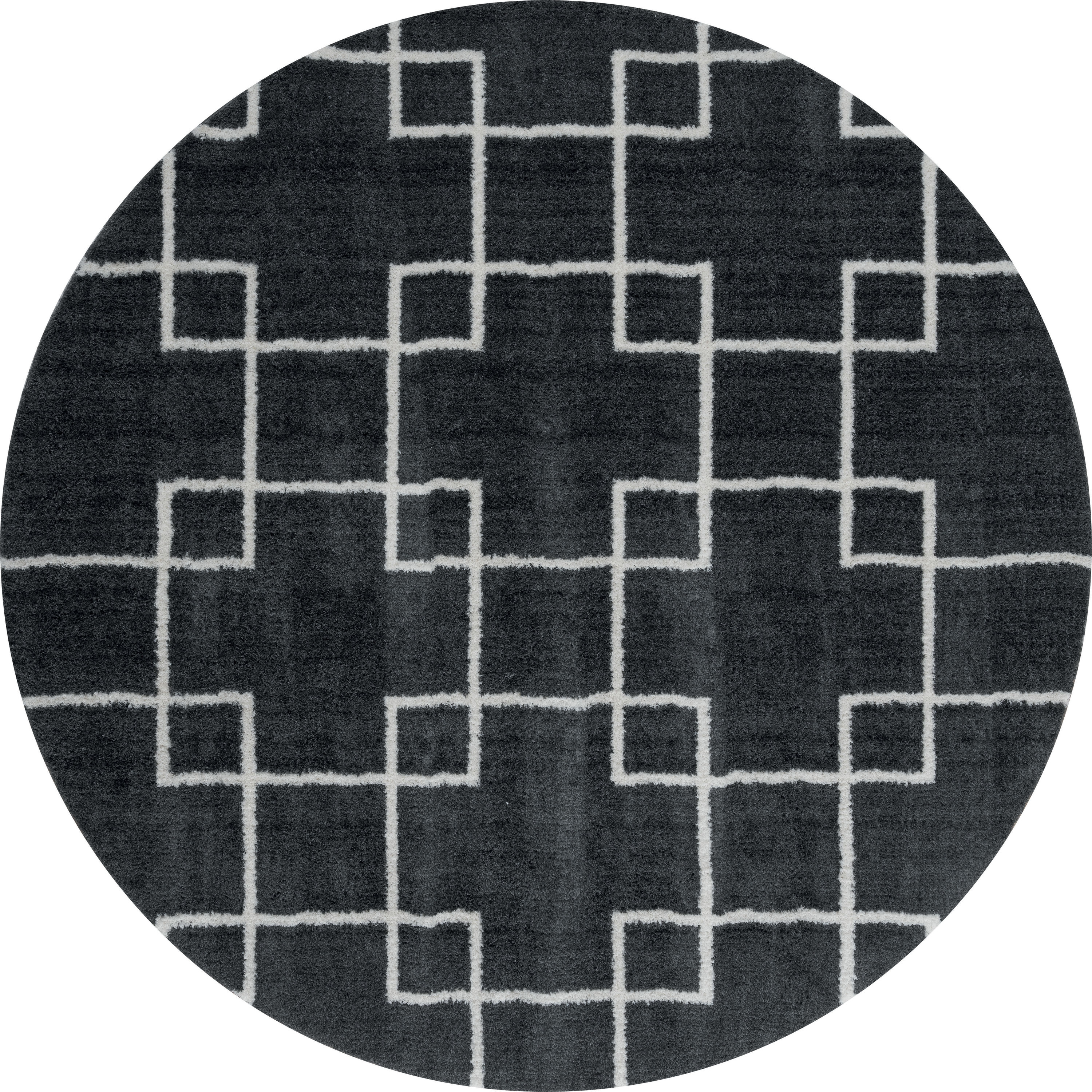 United Weavers Of America 1840 20577 88R Tranquility 8 x 8 (ft) Polyester Smoke Round Indoor Geometric Mid-Century Modern Area rug