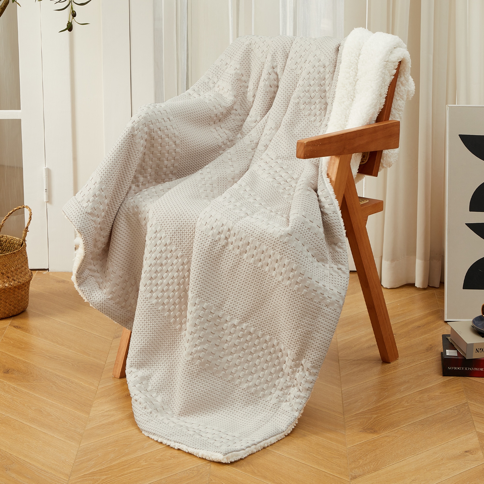 IdealHouse Heated Throw Blanket Electric 50 in x60 in Soft Waffle Weave to Sherpa Heating Throw with 6 Heating Levels 4 Hours Auto Off Machine Washable Gift Suit for Couch Bed Sofa Home Office