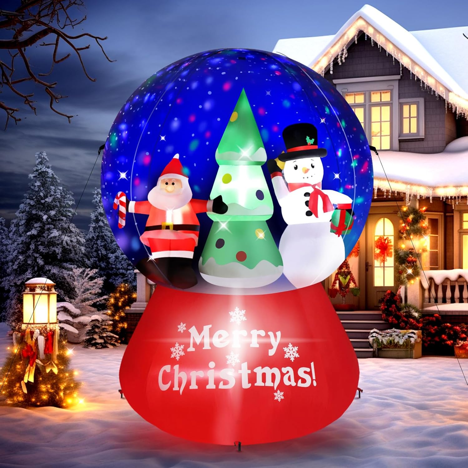 VINGLI 6ft Tall Christmas Snow Ball Inflatable Blow Up Yard Decoration with Secure Stakes Storage Bag Electric Blower Fan for Indoor Outdoor Garden Decor