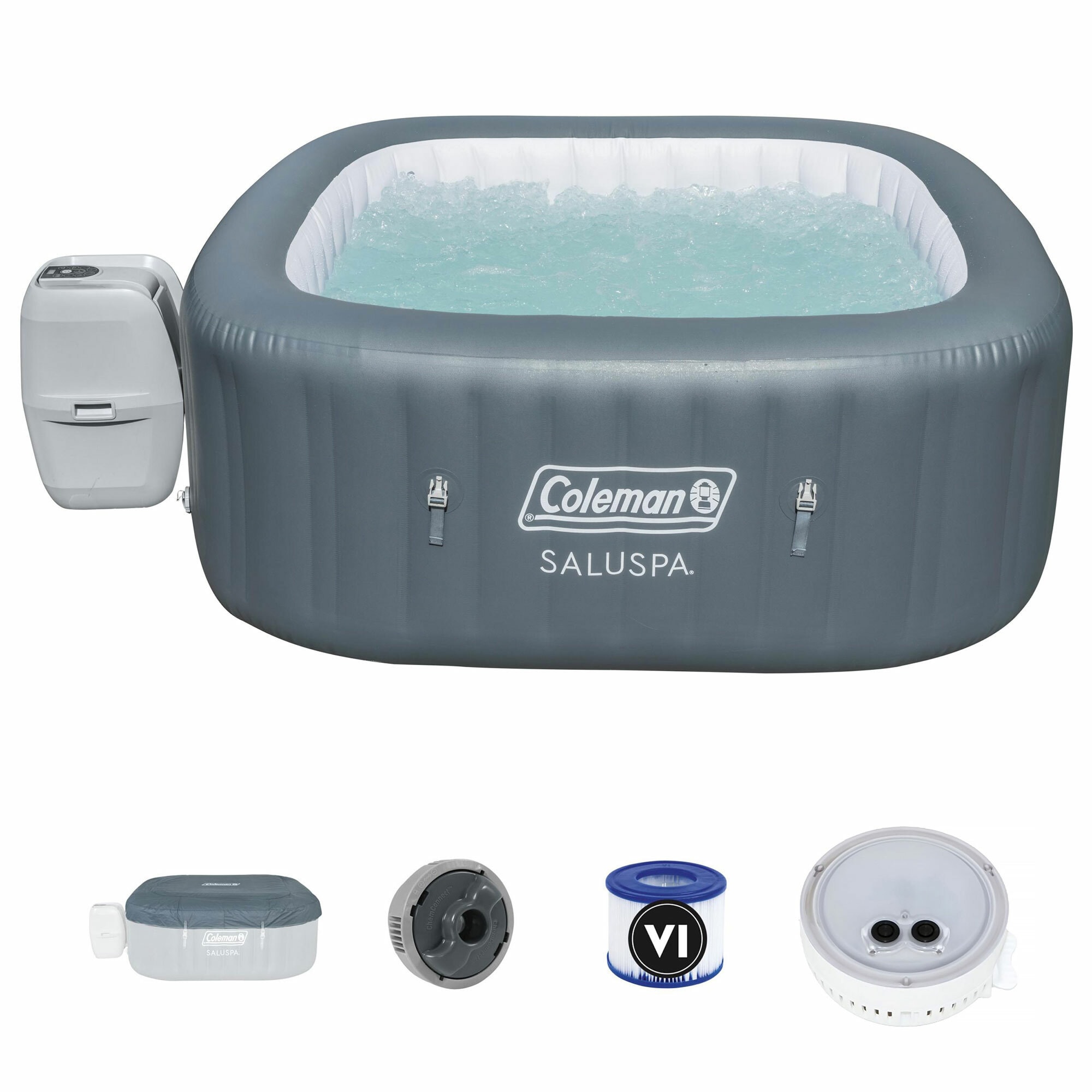 Bestway 172727 71-in x 28-in 4-Person Inflatable Square Hot Tub