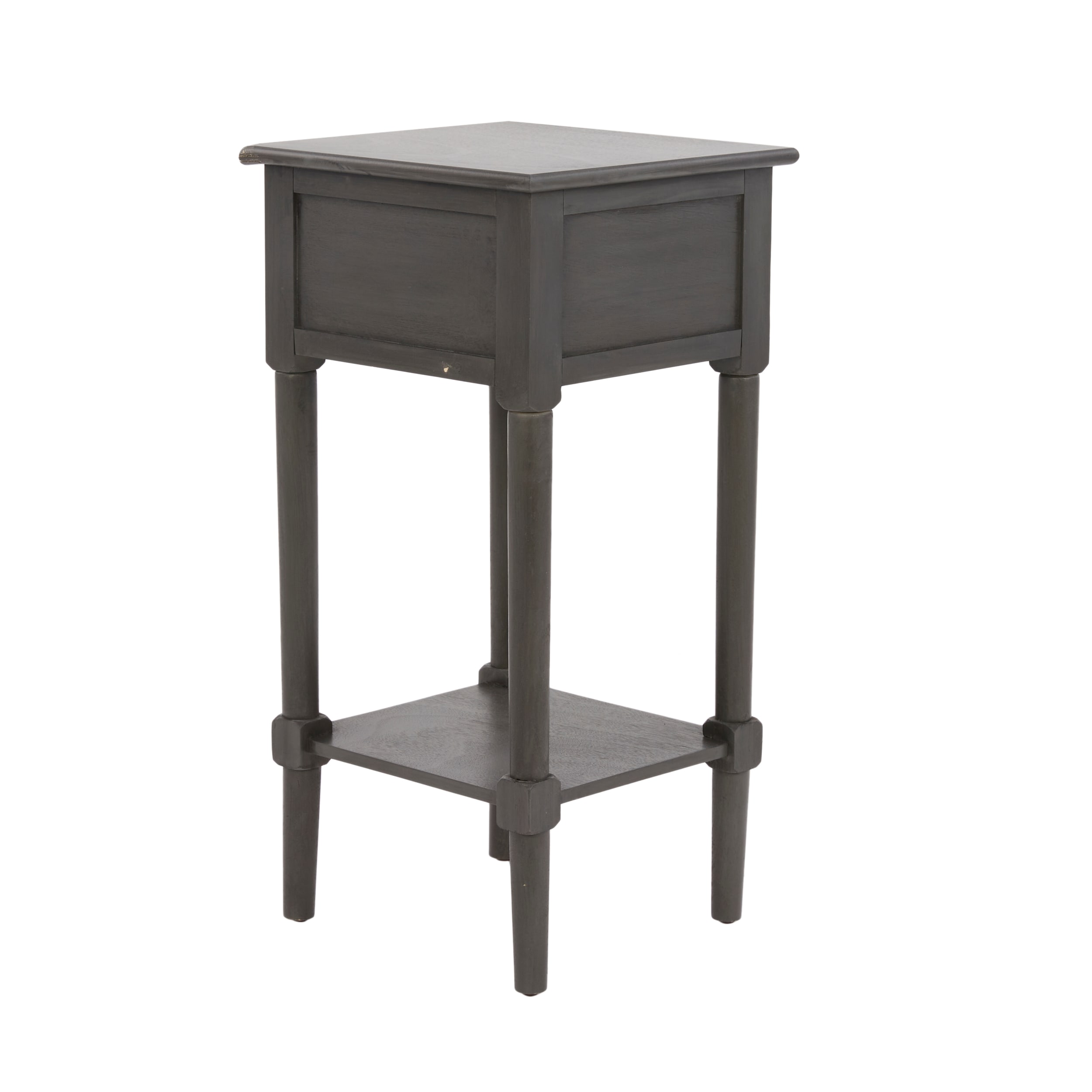 allen + roth Gunmetal Wood Midcentury End Table in the End Tables  department at Lowes.com