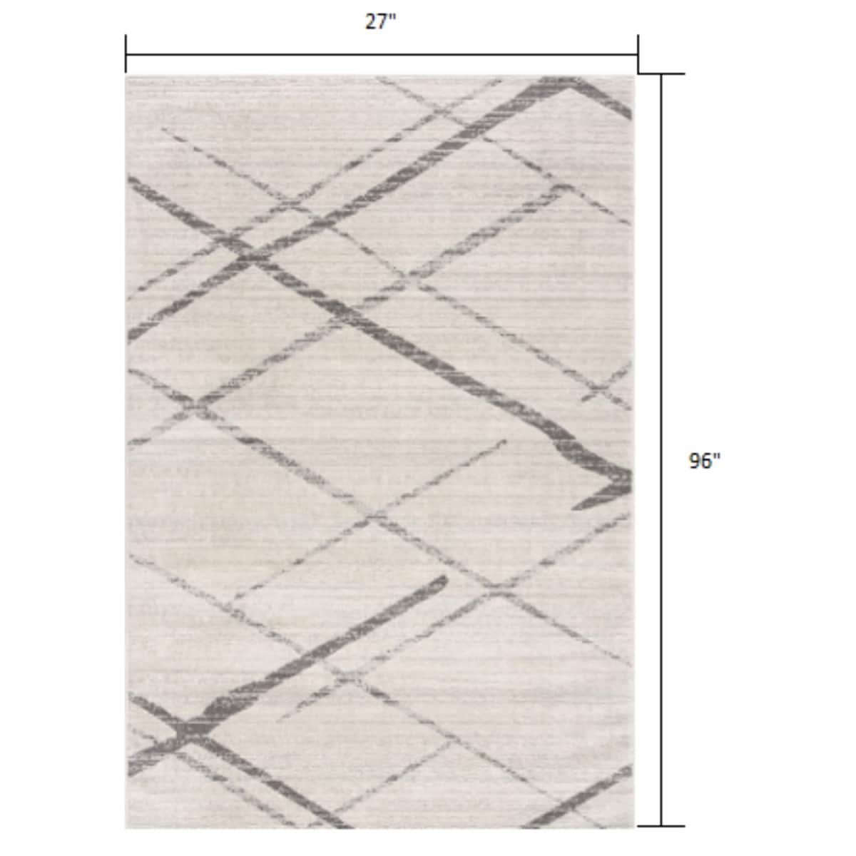 HomeRoots 4000392896 2 x 8 (ft) Polypropylene Grey Rectangular Indoor Geometric Runner rug