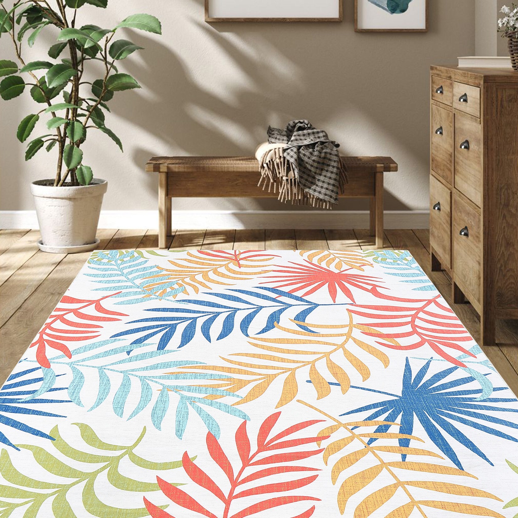 Garvee YXY-LO-PHO-156OQPL2 9 x 12 (ft) Loomed Red/Orange Rectangular Indoor Floral/Botanical Tropical Machine washable Pet Friendly Area rug