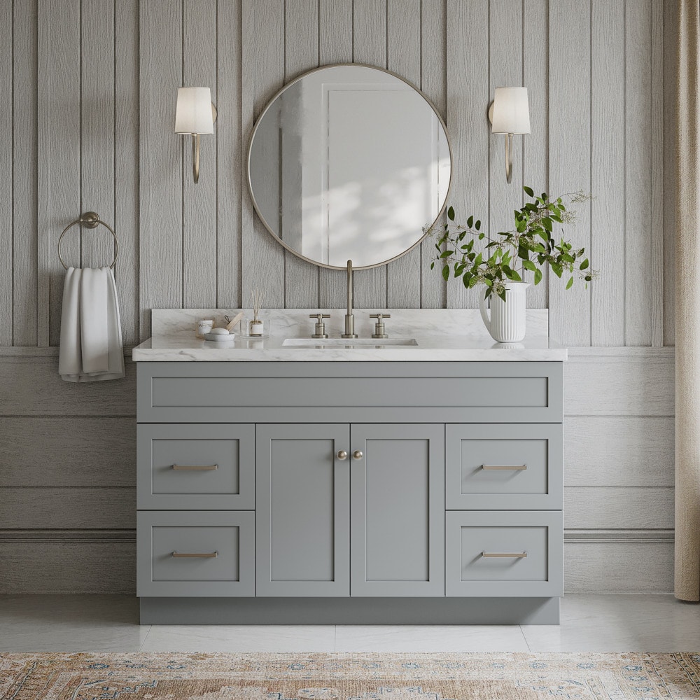 ARIEL F055SCWRVOGRY Hamlet 54-in Grey Undermount Single sink Bathroom Vanity with Carrara White Marble Marble Top