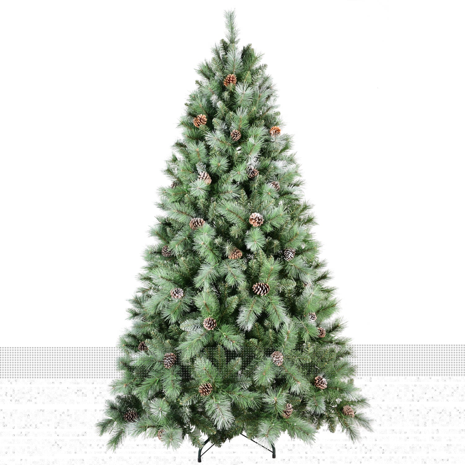 Boyel Living 5 ft. Christmas Tree with 51 Pine Cones 694 PVC Hard Needle Tips Hinged with Metal Stand Full Holiday Decoration