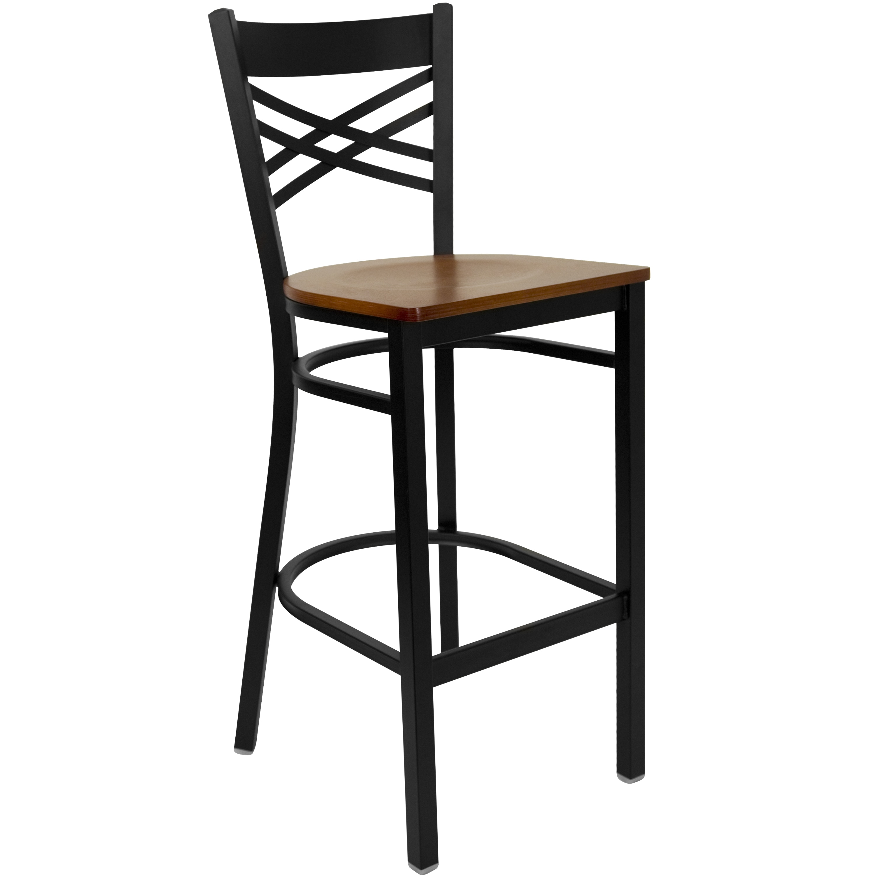 Flash Furniture 812581016949 Cherry Wood Seat/Black Metal Frame 29.0-in H Bar height Square seat Metal Bar Stool and Back