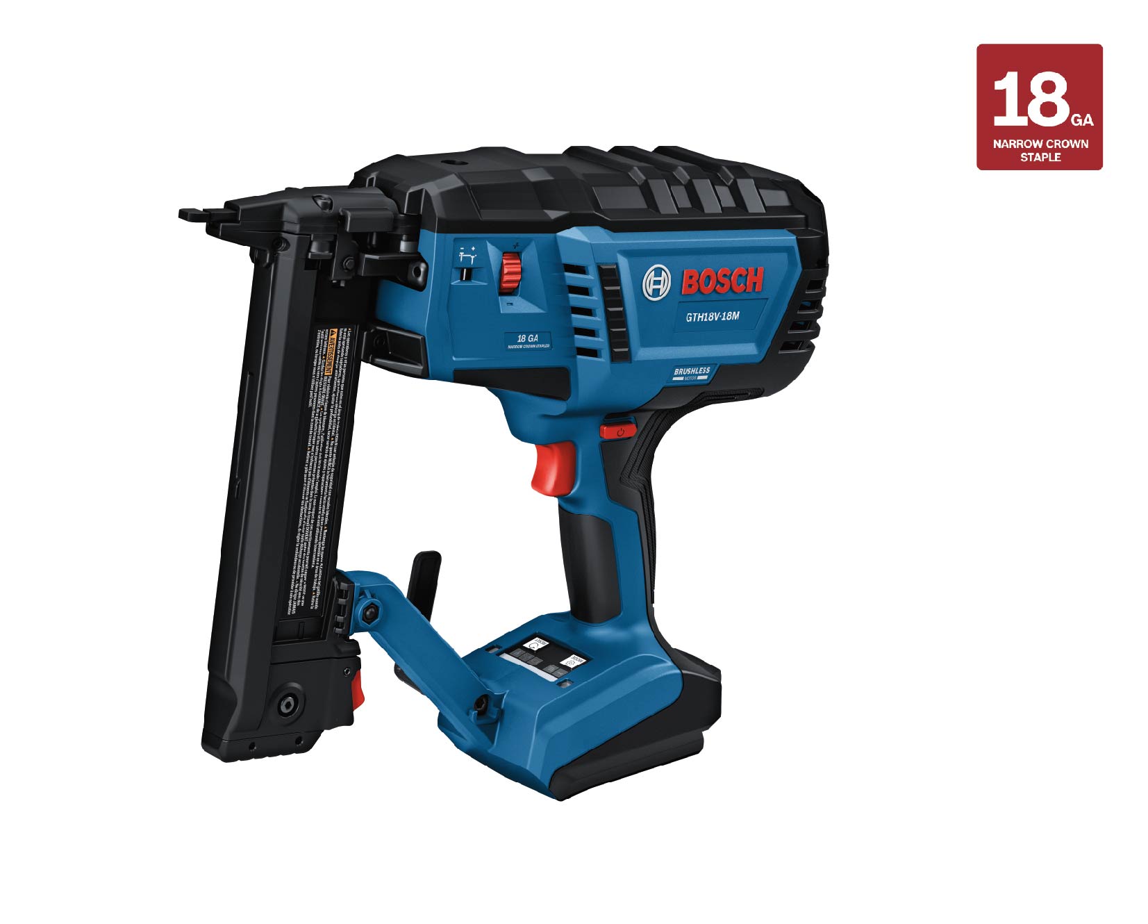 Bosch 18V Brushless 18-Gauge 3/8-in Narrow Crown Finish Stapler Battery Not Included and Charger Not Included