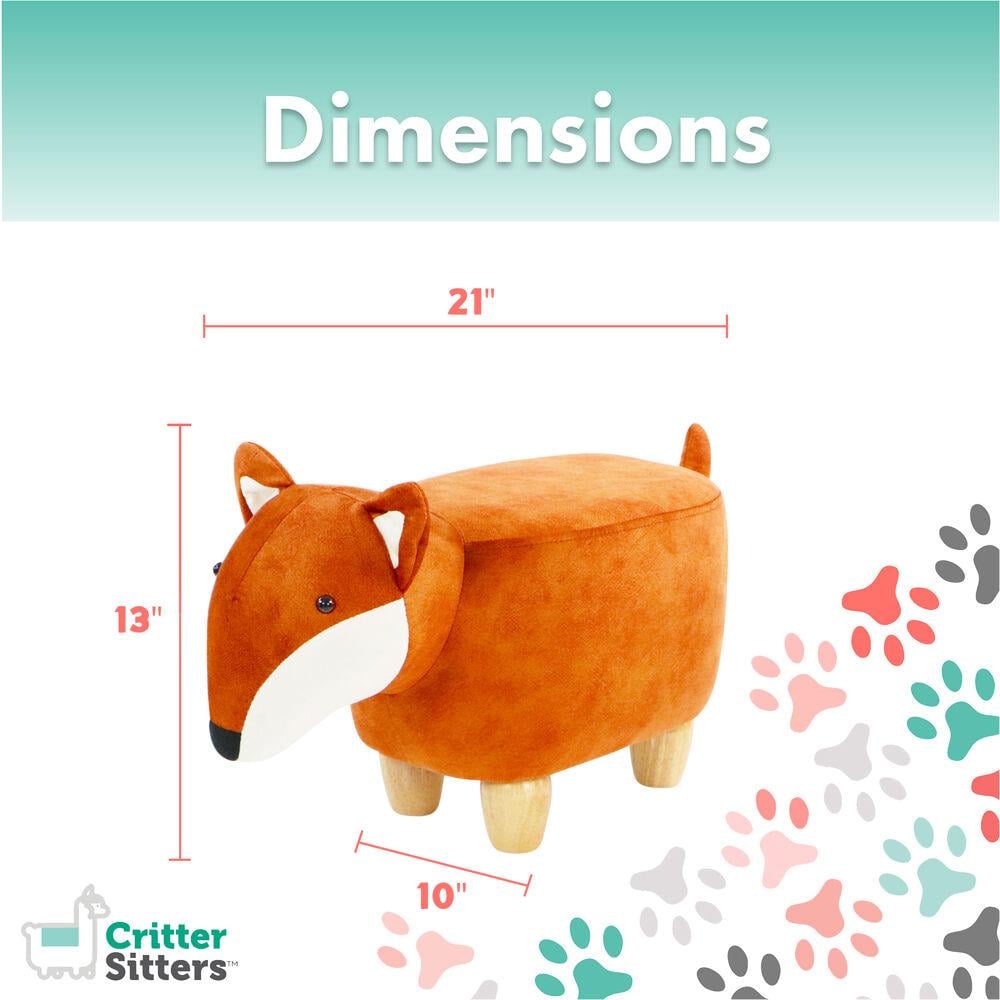 Fox Animal Shape Mini Ottoman with Wooden Legs