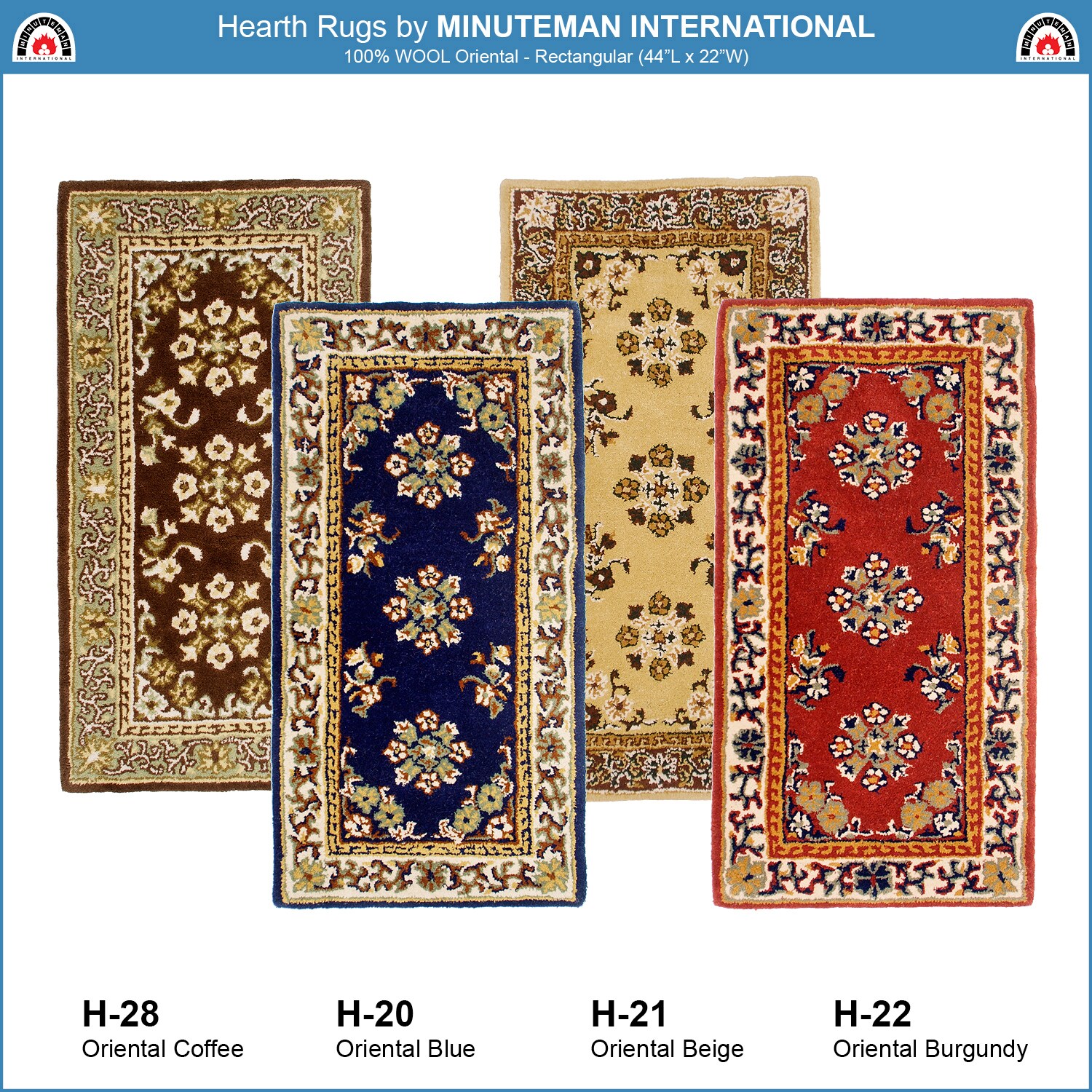 Burgundy Oriental Handmade Wool Rectangular Hearth Rug