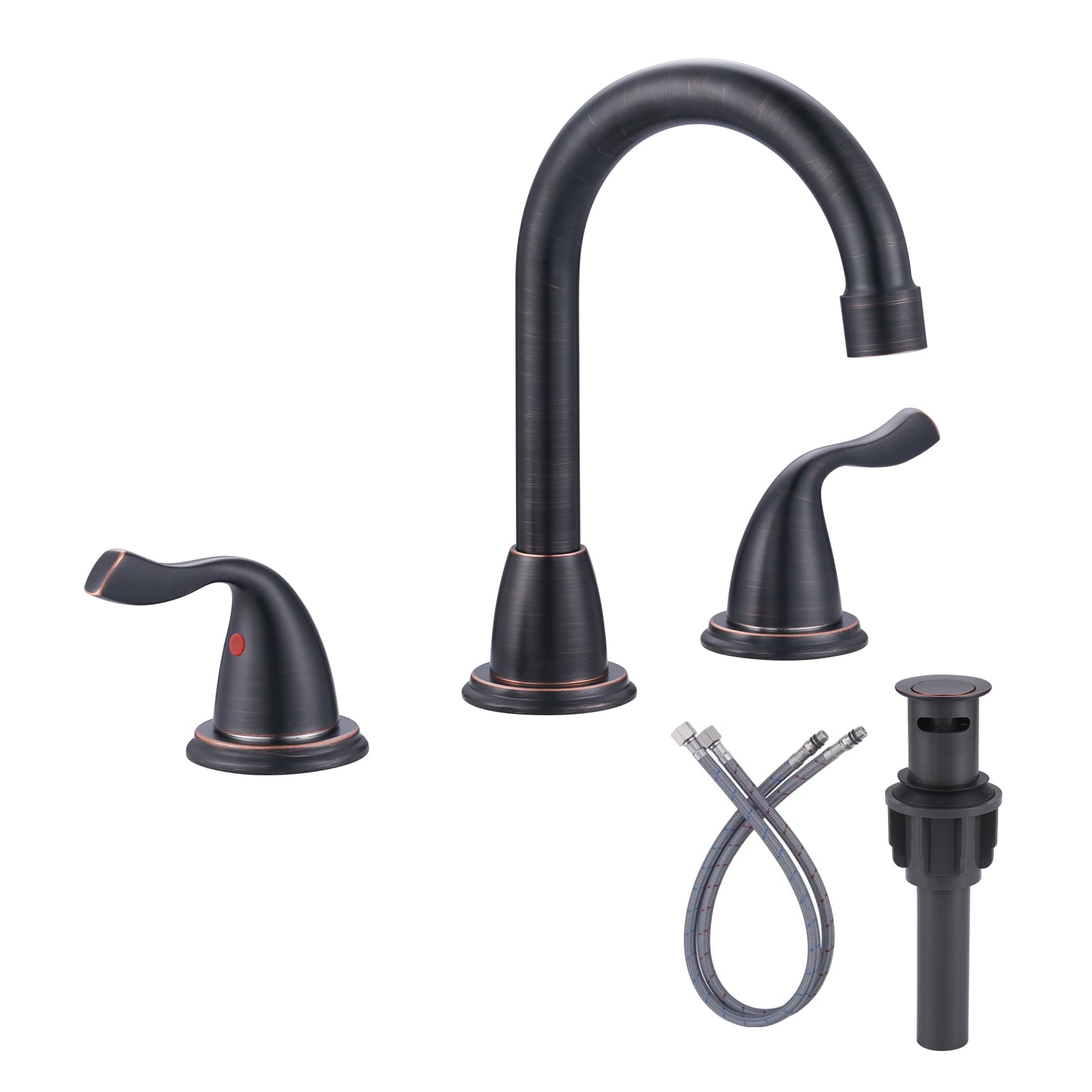 WOWOW 994350RB Oil Rubbed Bronze Widespread 2-handle High-arc Commercial/Residential Handle Bathroom Sink Faucet with Drain