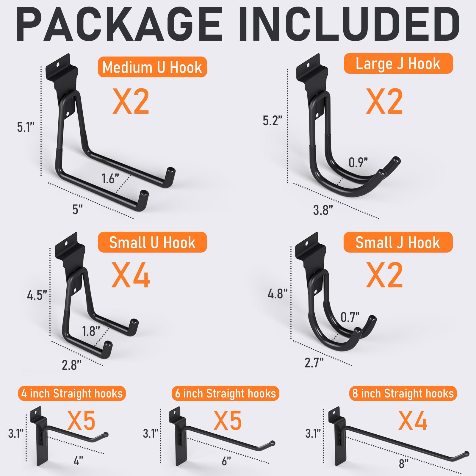 UUDULY 24 pack heavy duty black slatwall hooks assorted utility storage ...