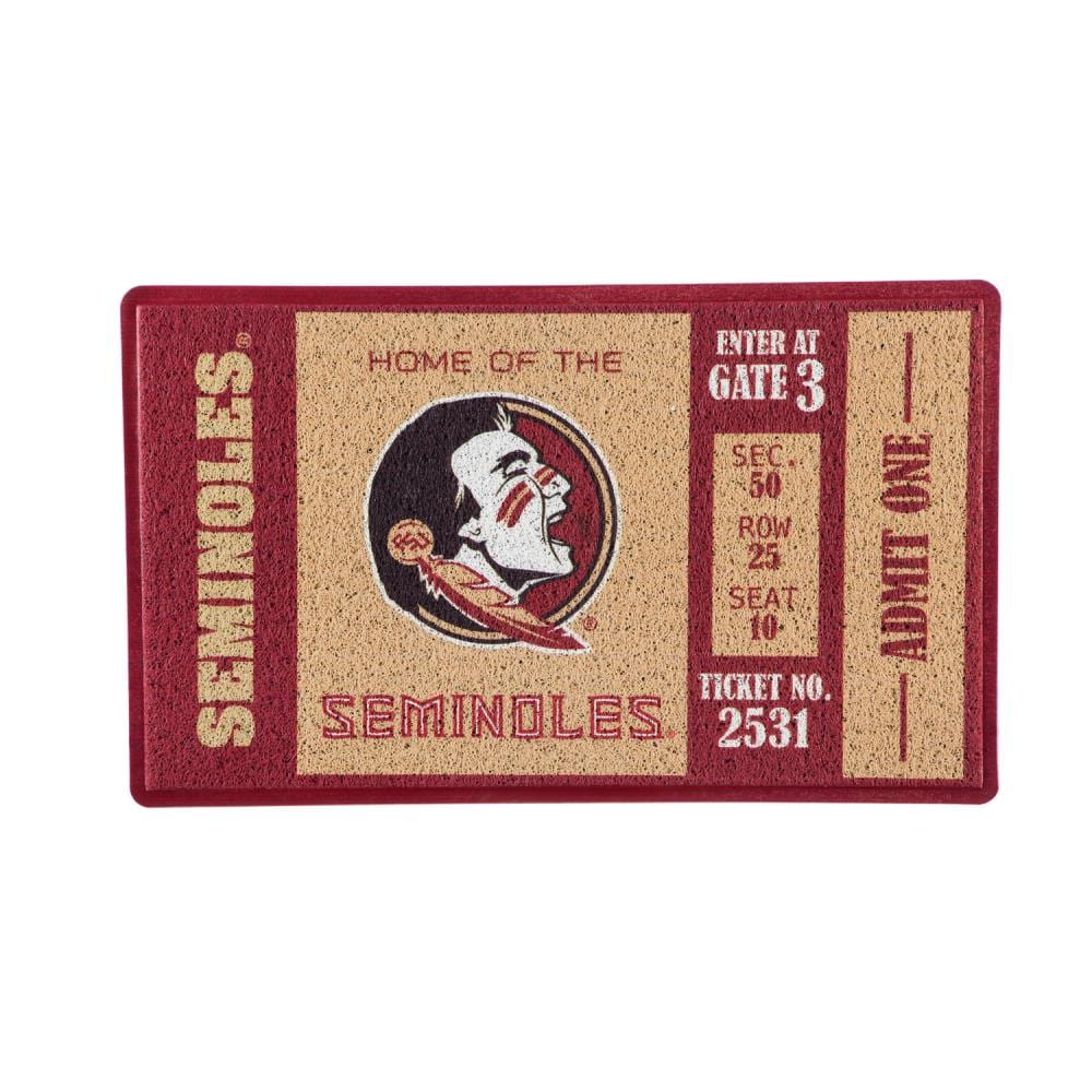 Team Sports America 41LM918 Florida State Seminoles 2-ft x 3-ft Multi PVC Rectangular Outdoor Decorative Sports Door Mat