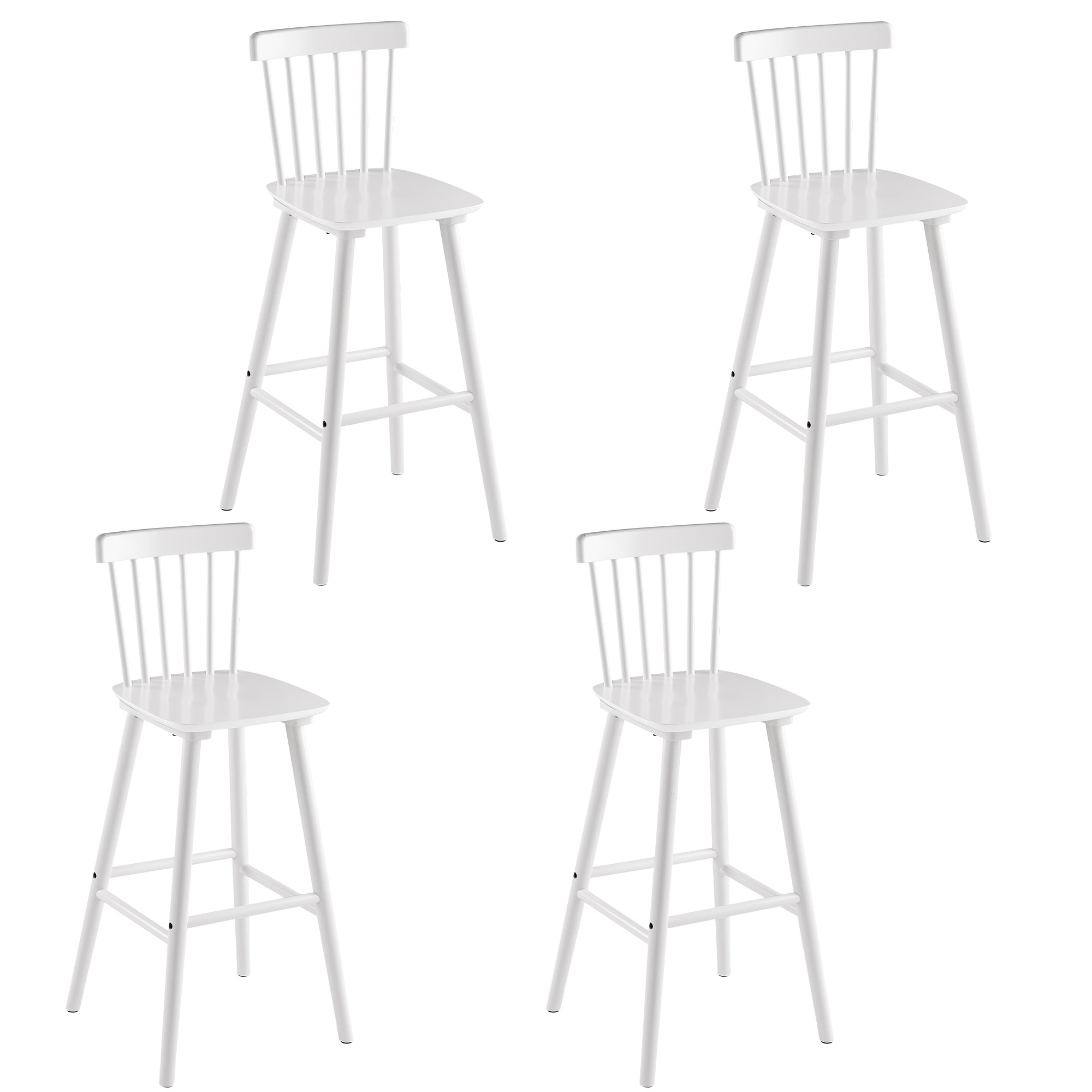Yurevna 4LB23CH0031-200LS Set of 4 White 30-in H Bar height (28-in to 33-in) Square Seat Wood Back Bar Stool Back