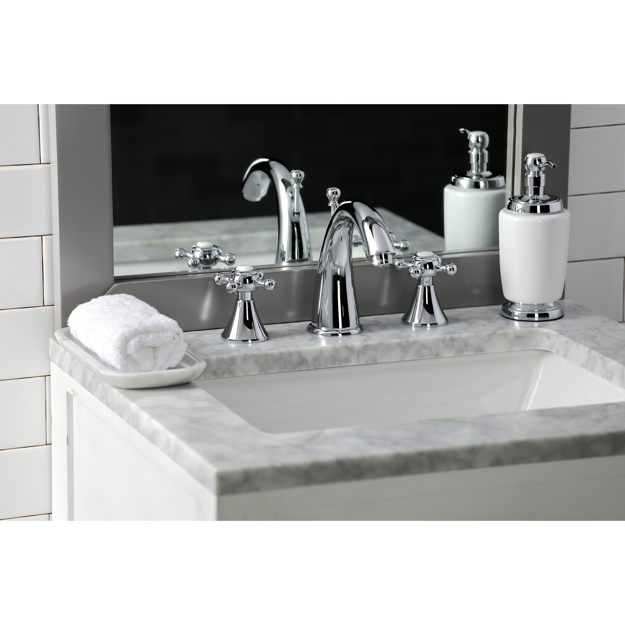 Elements of Design ES2971BX English Country Chrome Widespread 2-handle Mid-arc Residential Handle Bathroom Sink Faucet with Drain