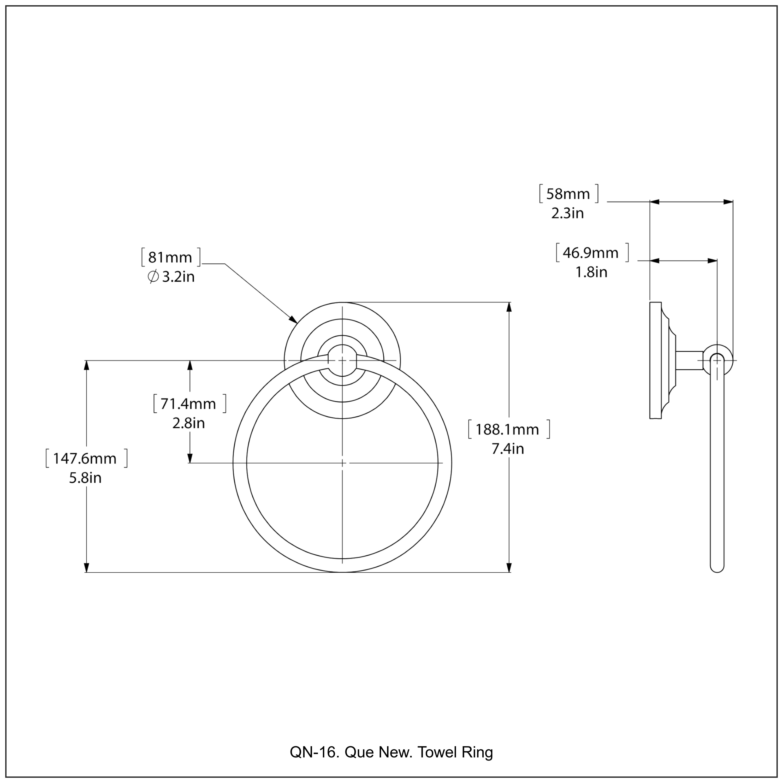 Allied Brass Que New Antique Brass Wall Mount Single Towel Ring Qn-16 