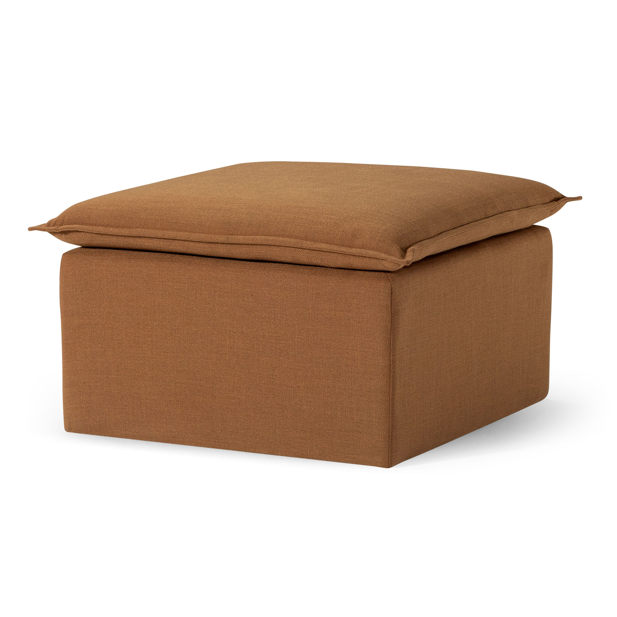 Maven Lane 326003 Claude Large Square Rustic Upholstered Ottoman Cushioned Footrest for Living Room Couch Chair or Dorm Room in Clay Fabric Upholstery