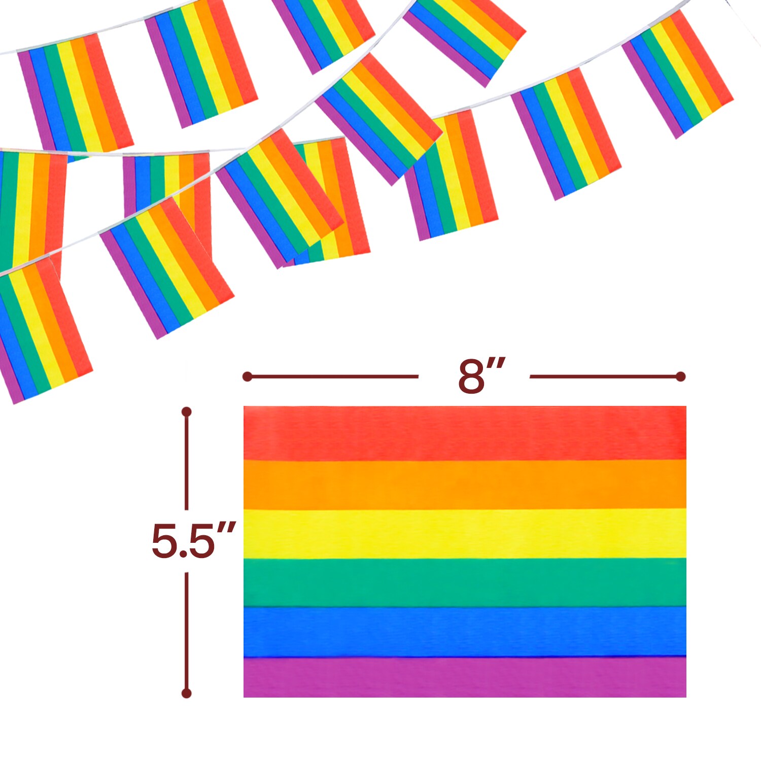 Anley LGBT Pride String Flag 0.46-ft W x 0.67-ft H Rainbow Banner Kit ...