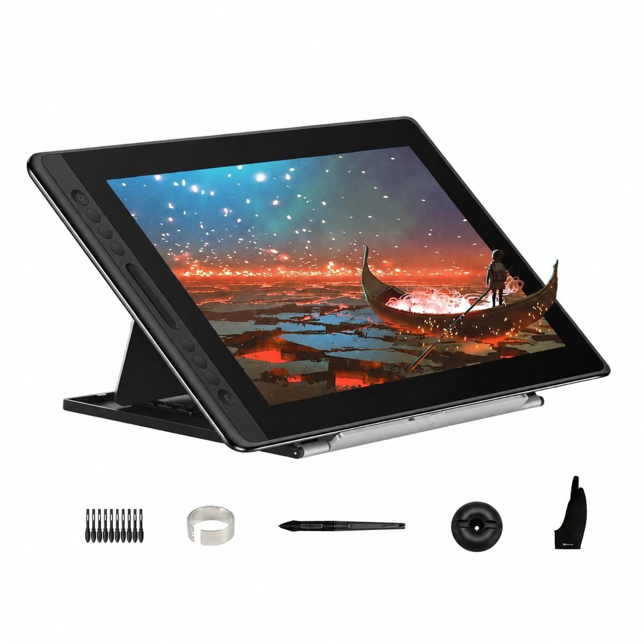 Adrinfly  Kamvas Pro 16 Drawing Tablet with Screen Fifteen point six inch Pen Display Anti Glare Glass Six Shortcut Keys Adjustable Stand