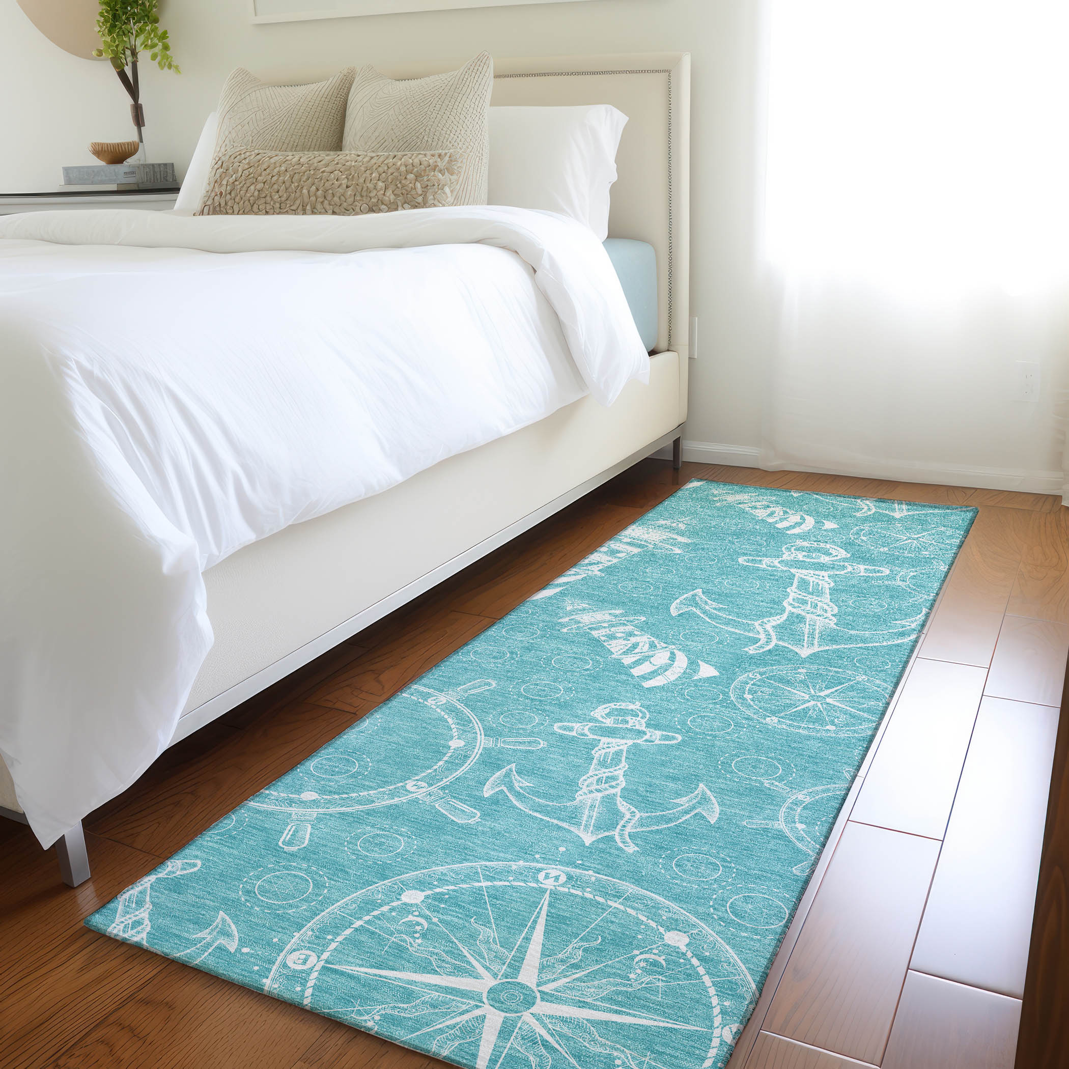 Addison Rugs AMF154OC2X8 Mayfield AMF154OC 2 x 7 (ft) Loomed Polyester Ocean Rectangular Indoor Geometric Machine washable Area rug