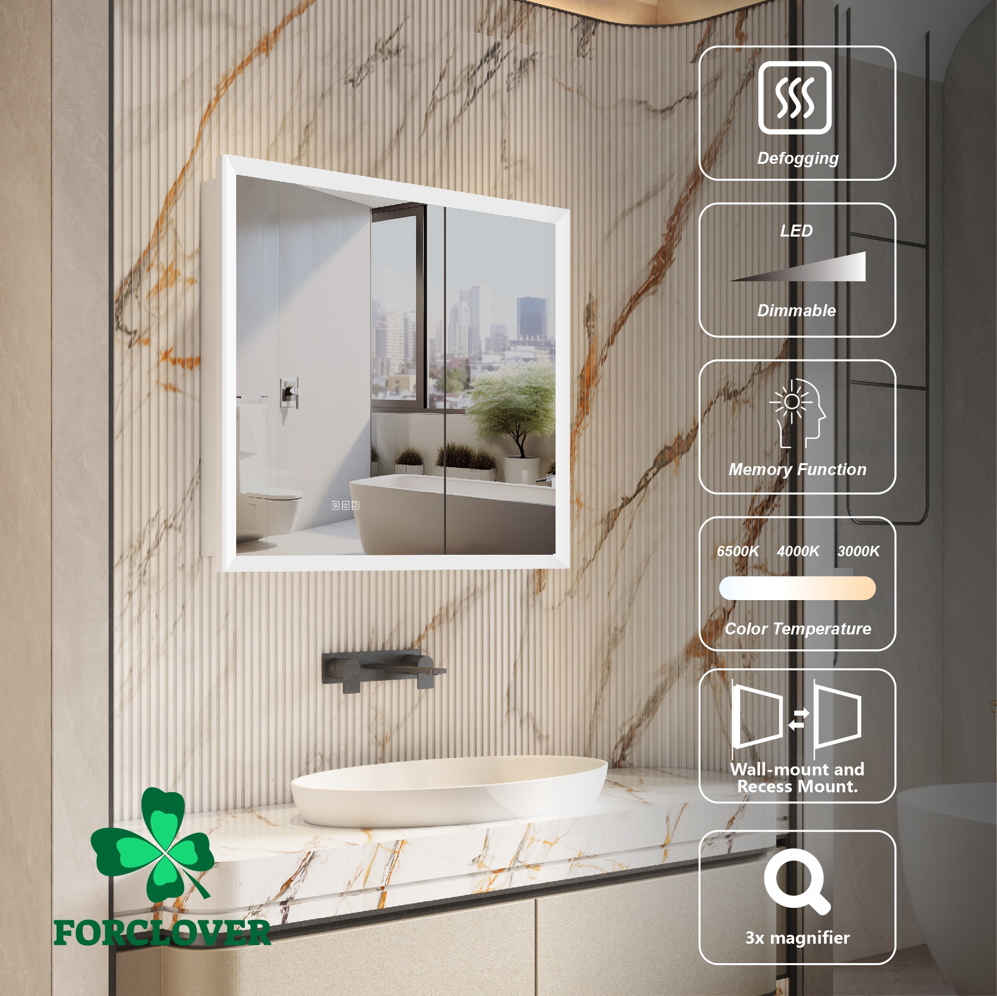 Forclover MCLE-W133632 Bathroom-Medicine-Cabinets - View #10