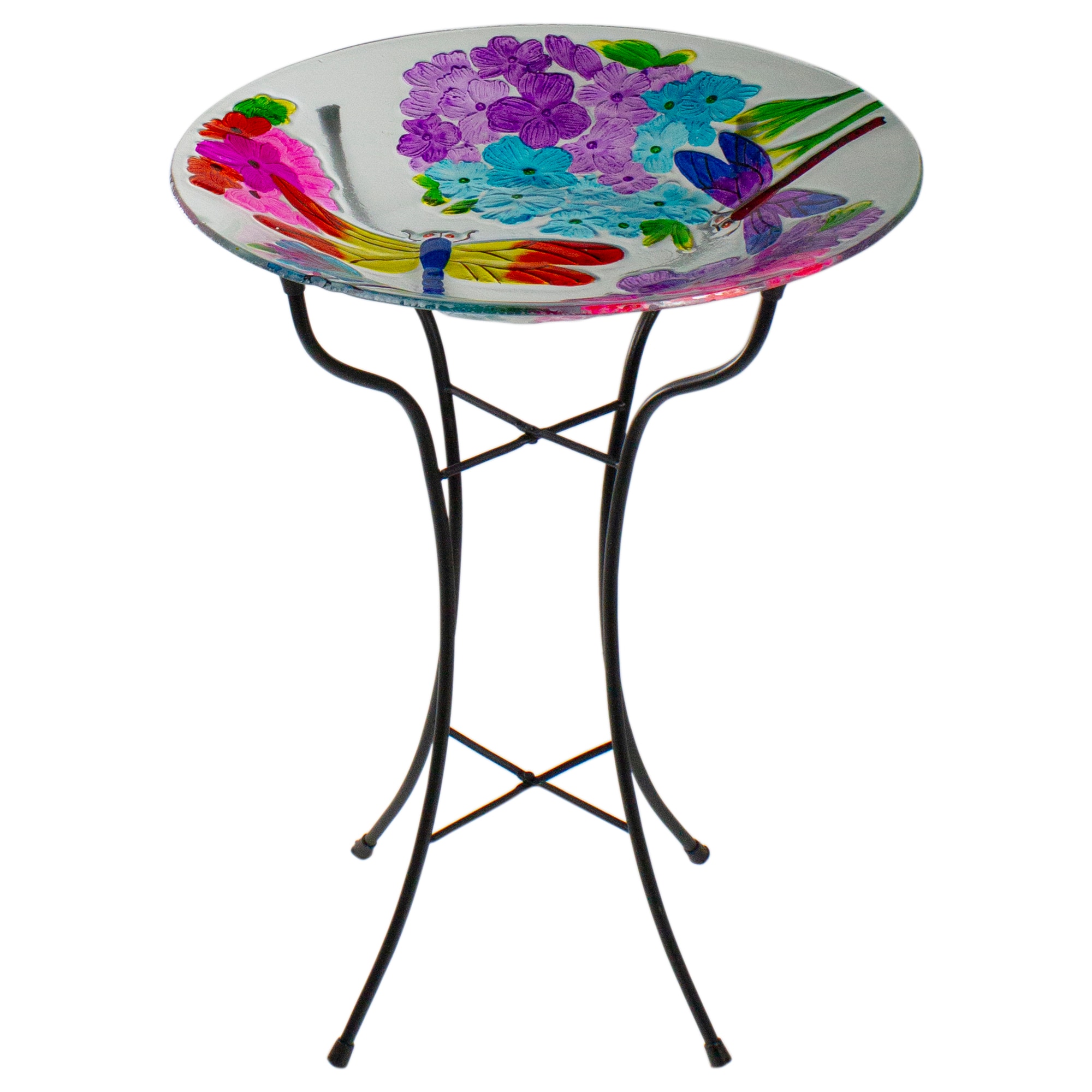 Northlight 34303459 25.75-in H Pink and Purple Glass Birdbath bowl