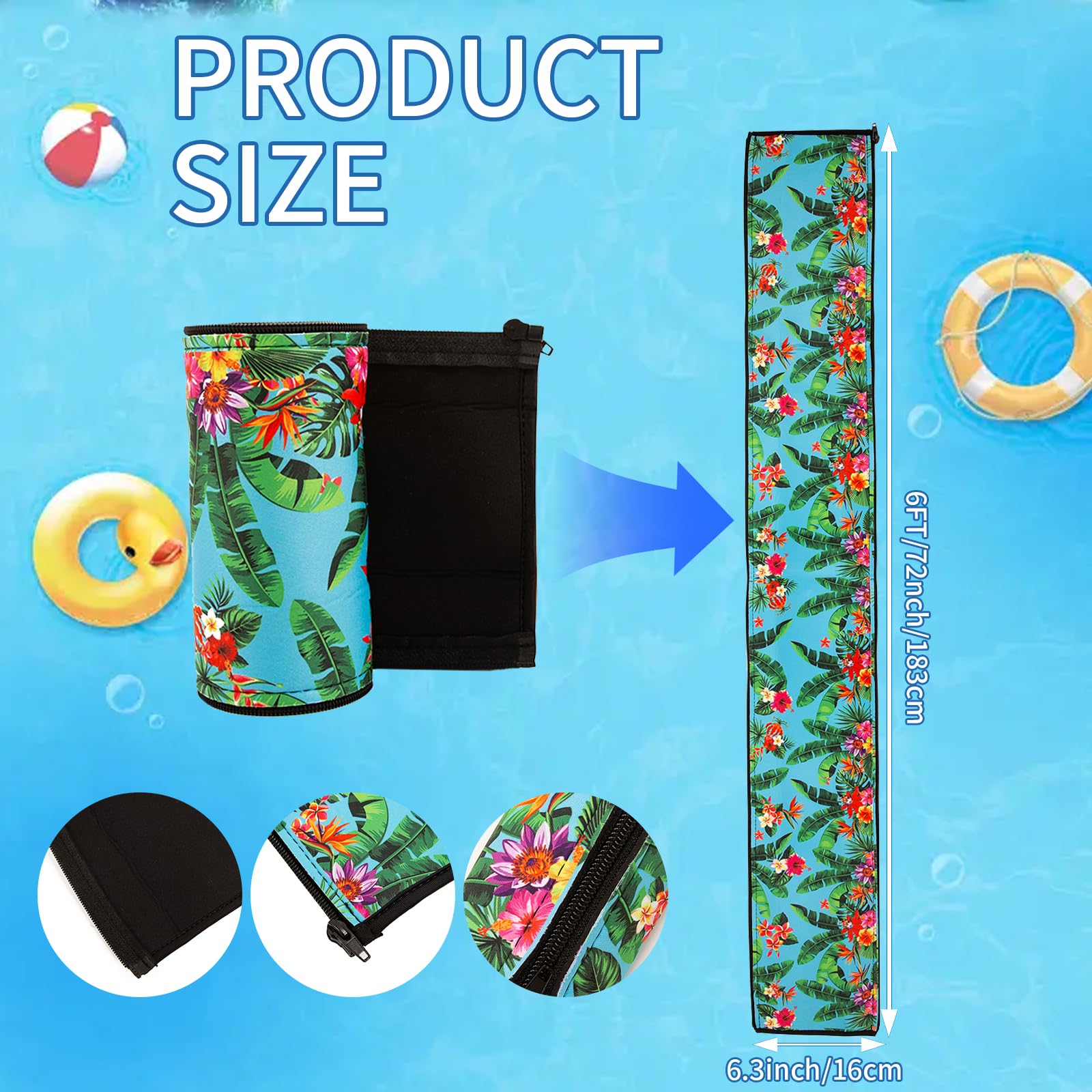 KIWDZFU Pool Handrail Covers Set of Two Summer Palm Tree Leaves Design ...
