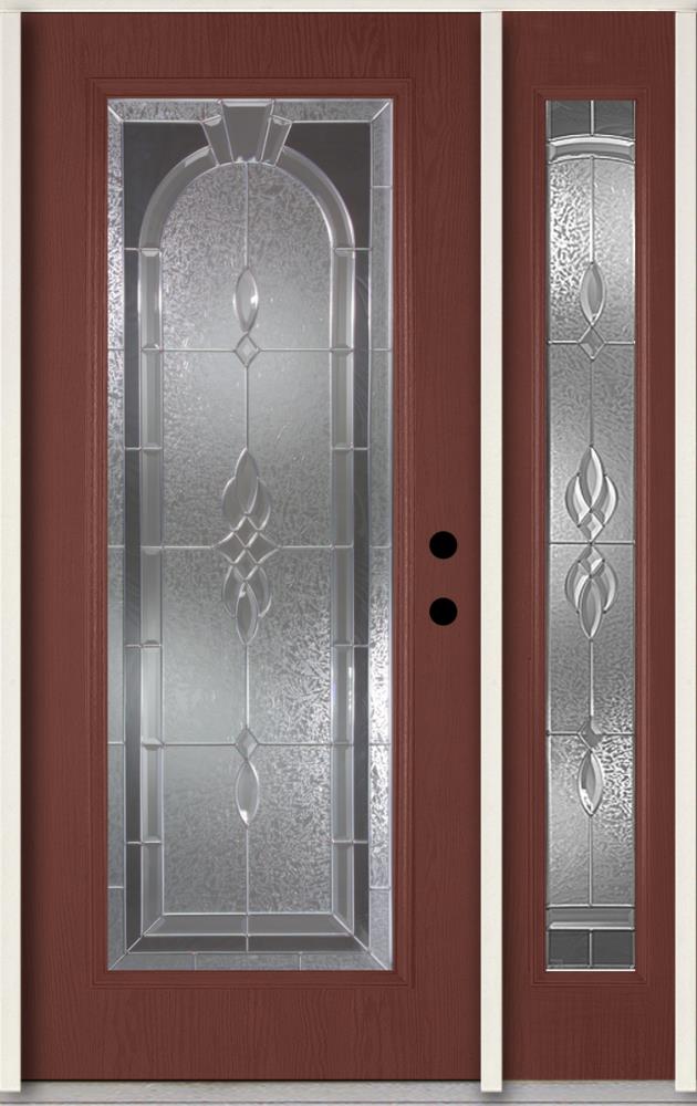 RELIABILT LO911175 Hampton 48-in x 80-in x 4-9/16-in Fiberglass Full lite Left-hand inswing Wineberry Stained Prehung Front Door with Left Sidelight Insulating core