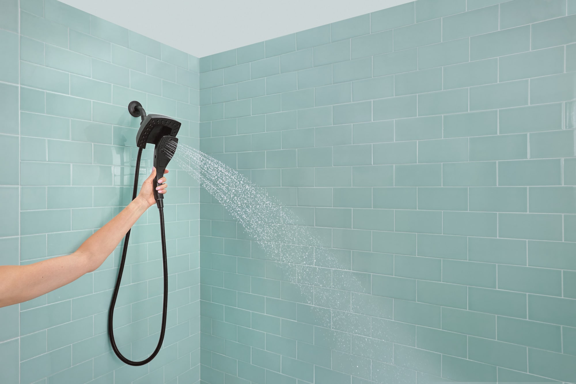 Matte Black Stainless Steel Dual Handheld Wall Mount Shower