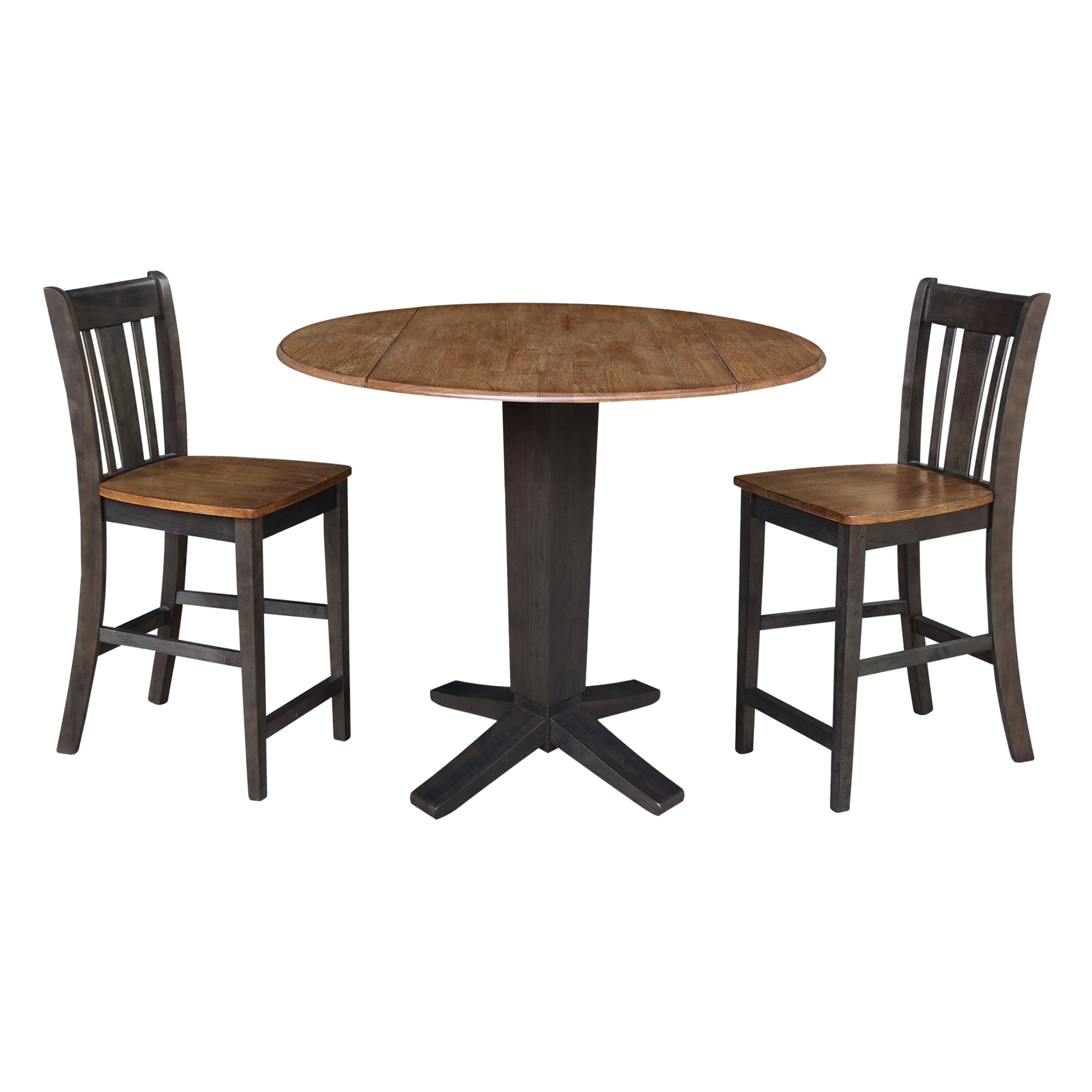 International Concepts K45-42DPT-23B-S102-2 Hickory/Washed Coal Traditional Dining Room Set with Round Table ( Seats 4 )